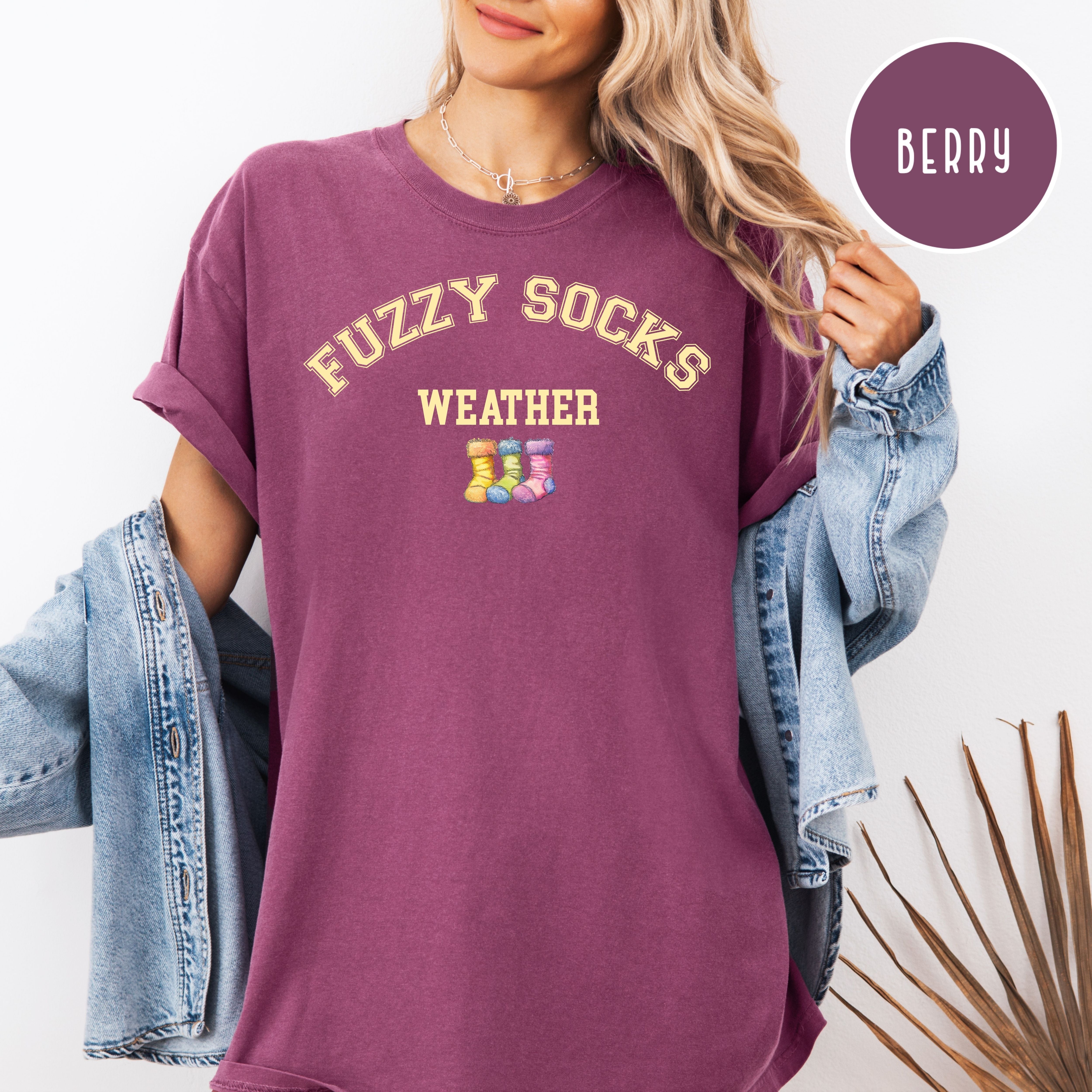 Fuzzy Socks Weather Comfort Colors Autumn Lover Gift Shirt