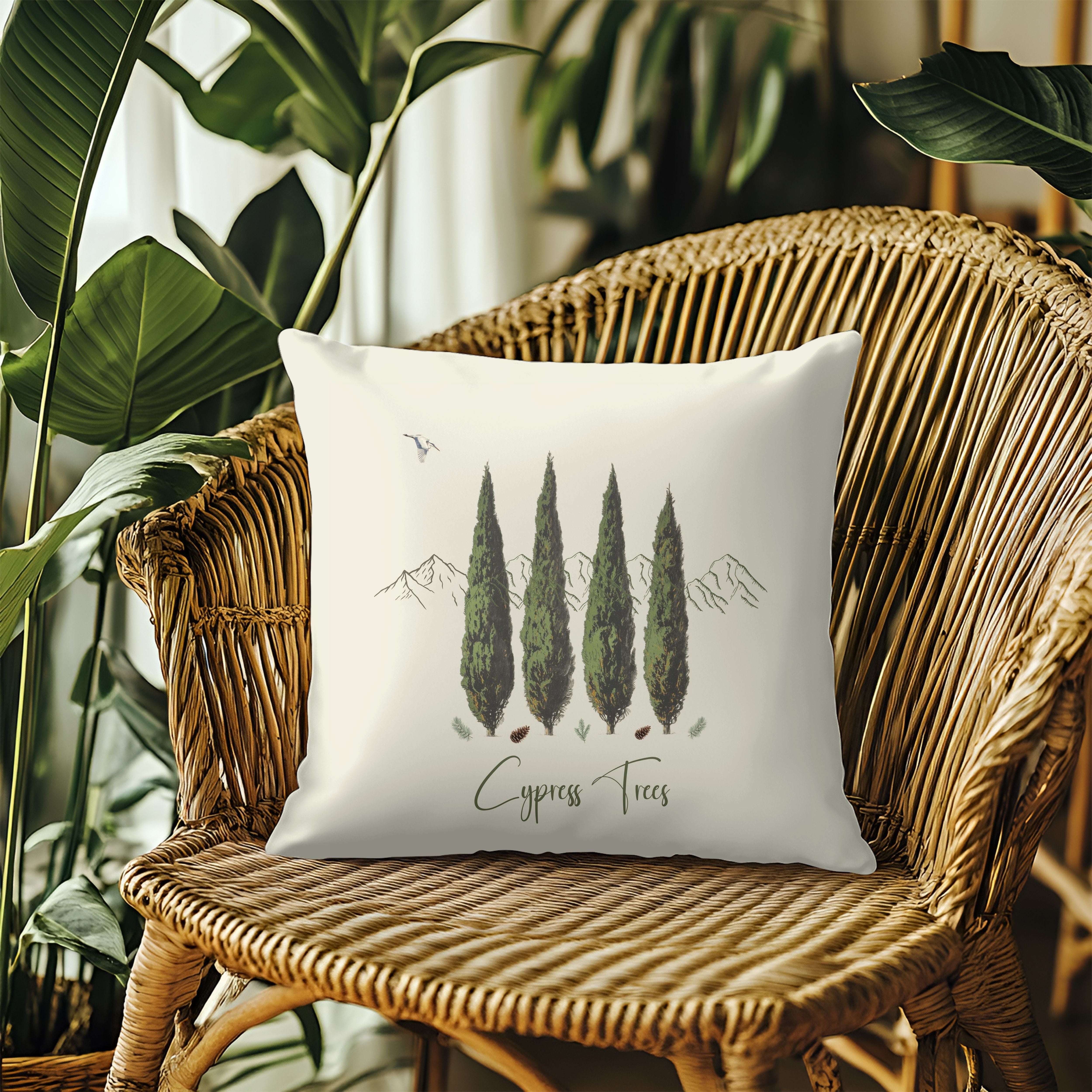 Cypress Trees Decorative Throw Pillows, Design Front & Back