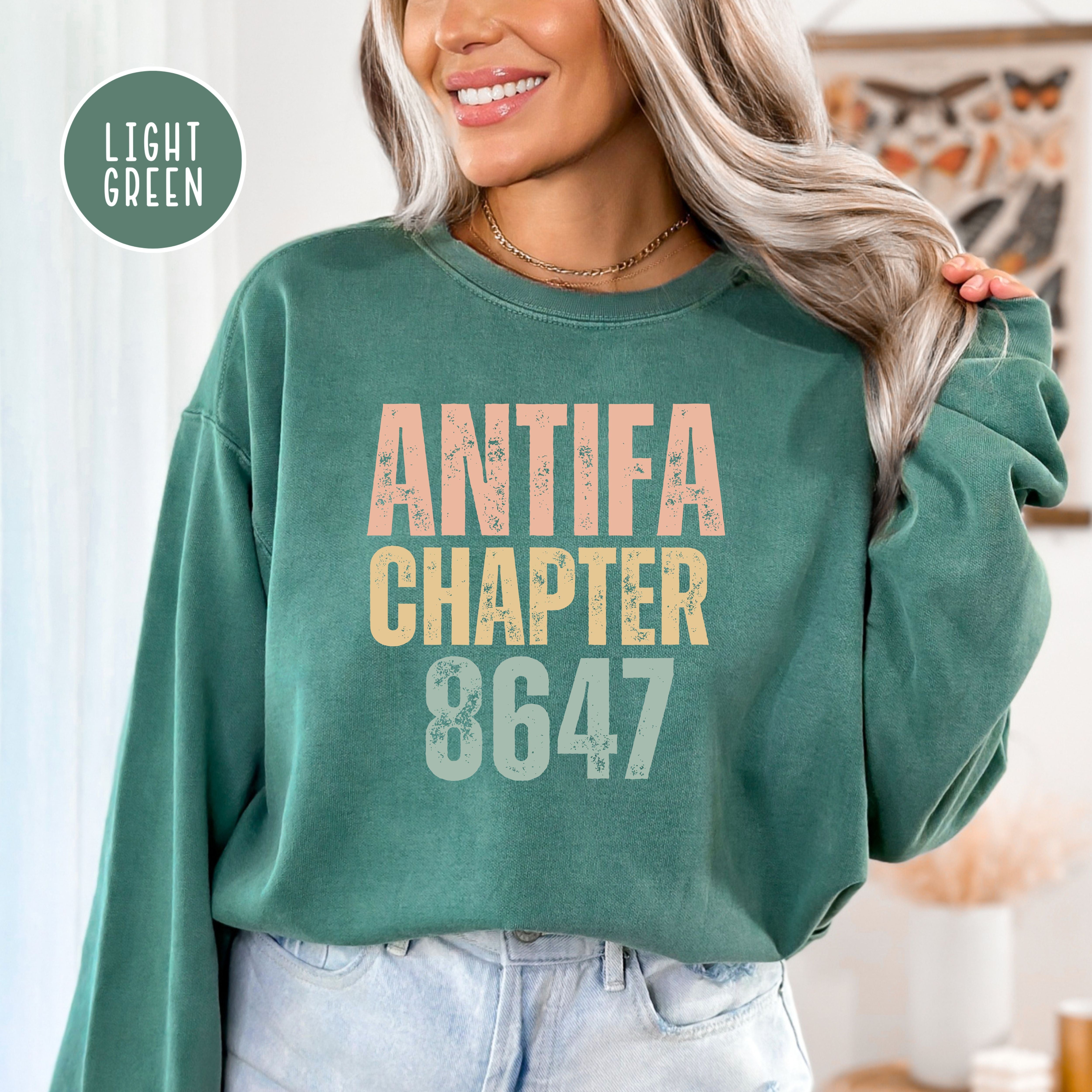 Antifa Chapter 8647 Comfort Colors Sweatshirt, Anti Fascism Protest Sweatshirt