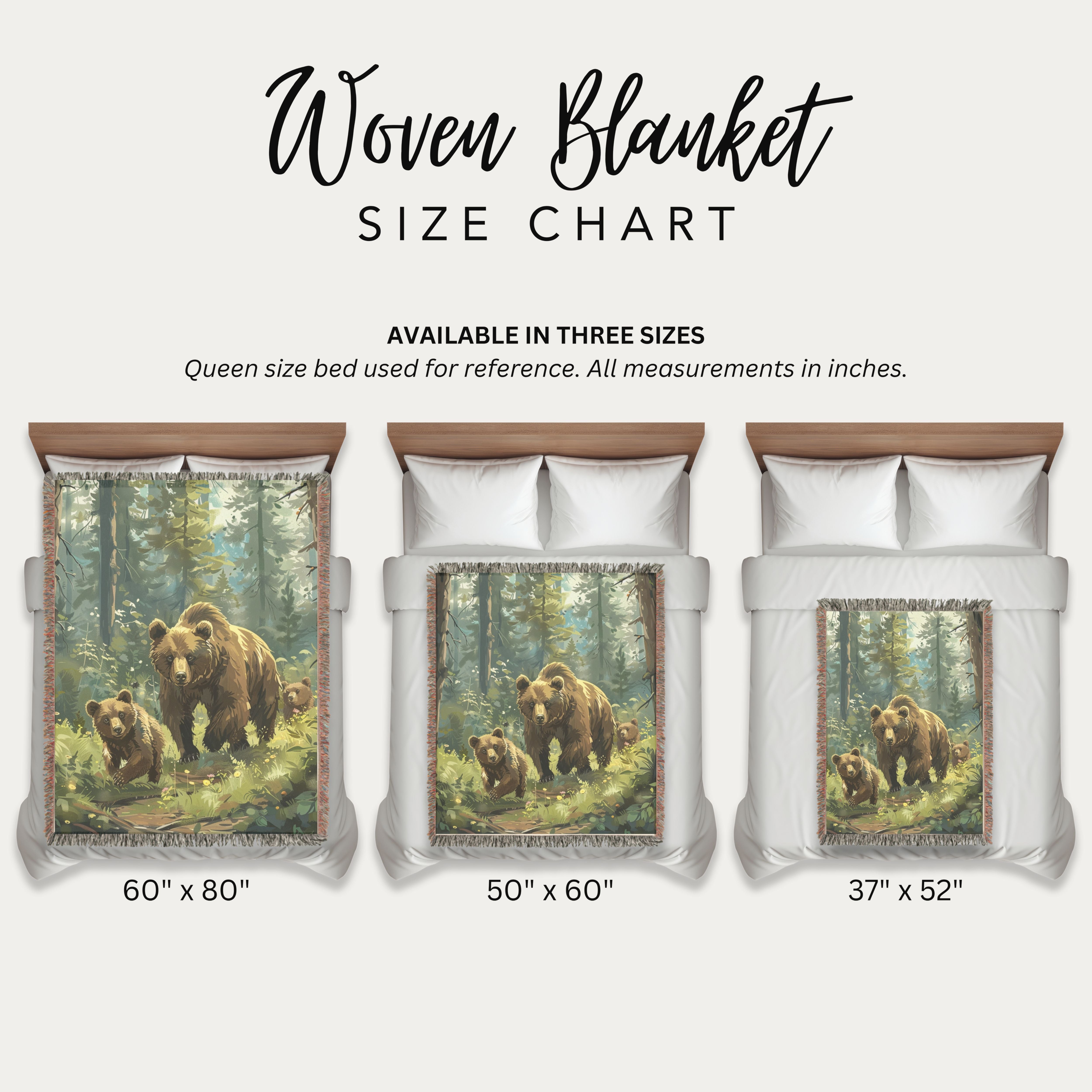 Mama Bear With Cubs In The Forest Woven Throw Blanket