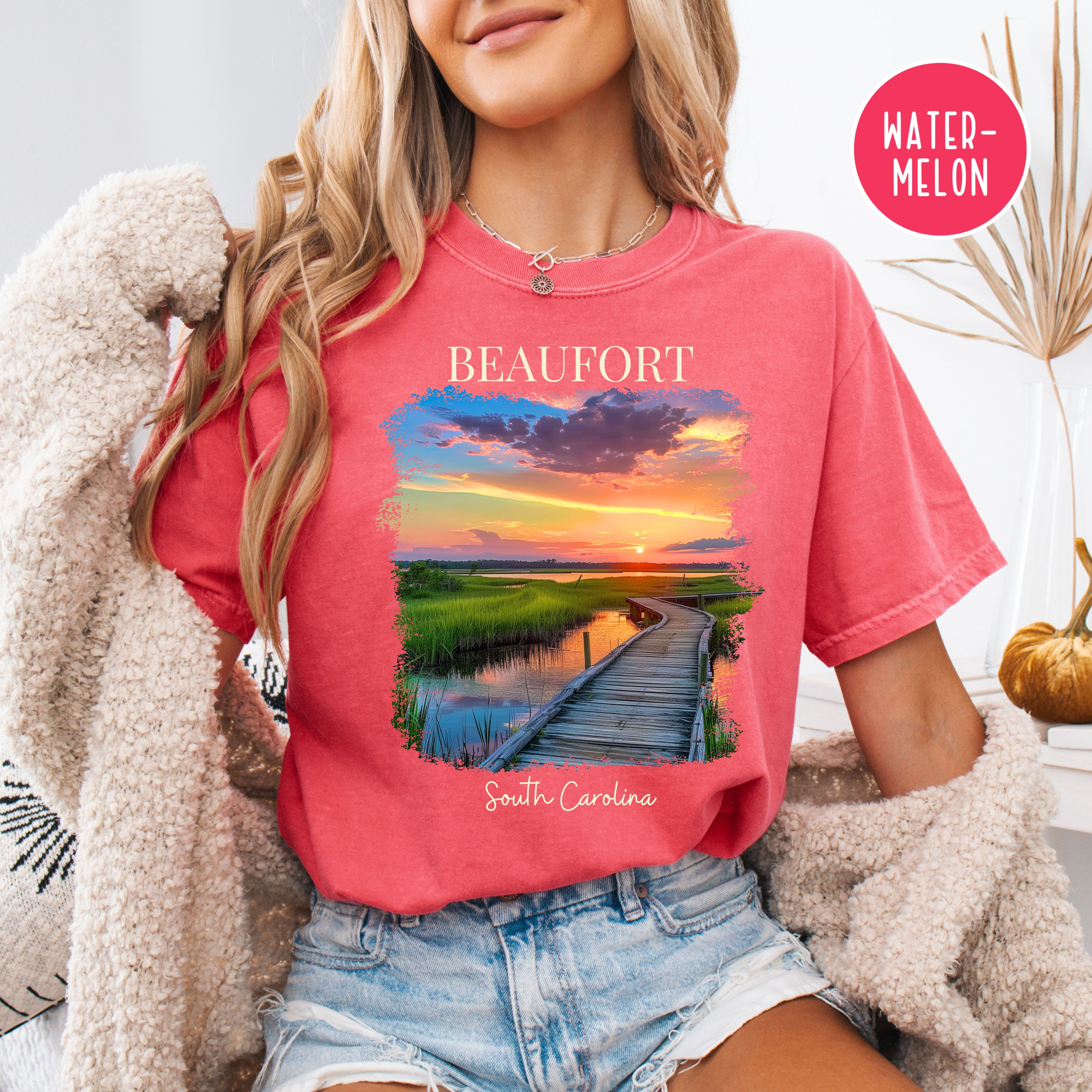 Beaufort South Carolina Sunset Comfort Colors Tee