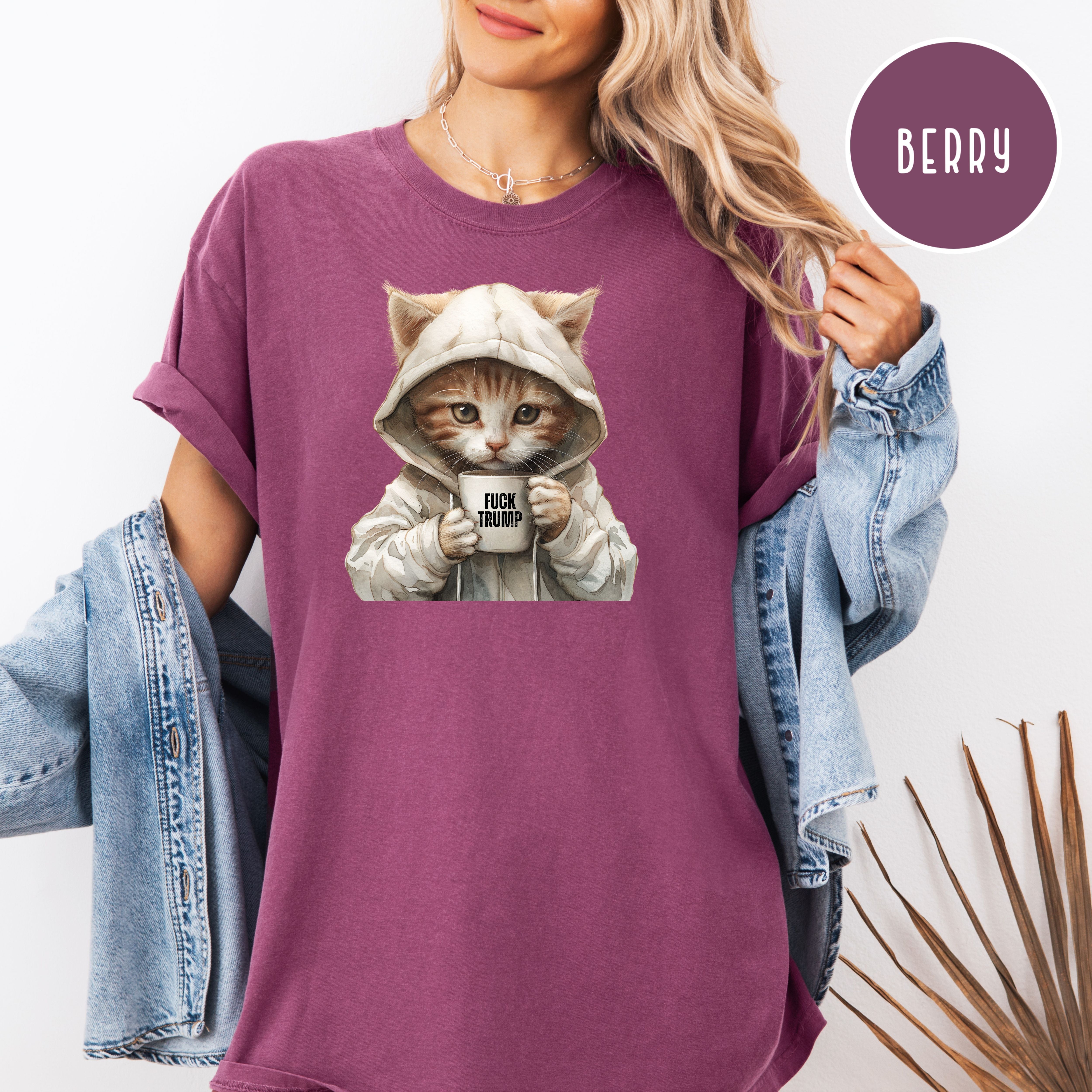 Anti-Trump Cat Lover Fuck Trump Comfort Colors Trump Protest Shirt