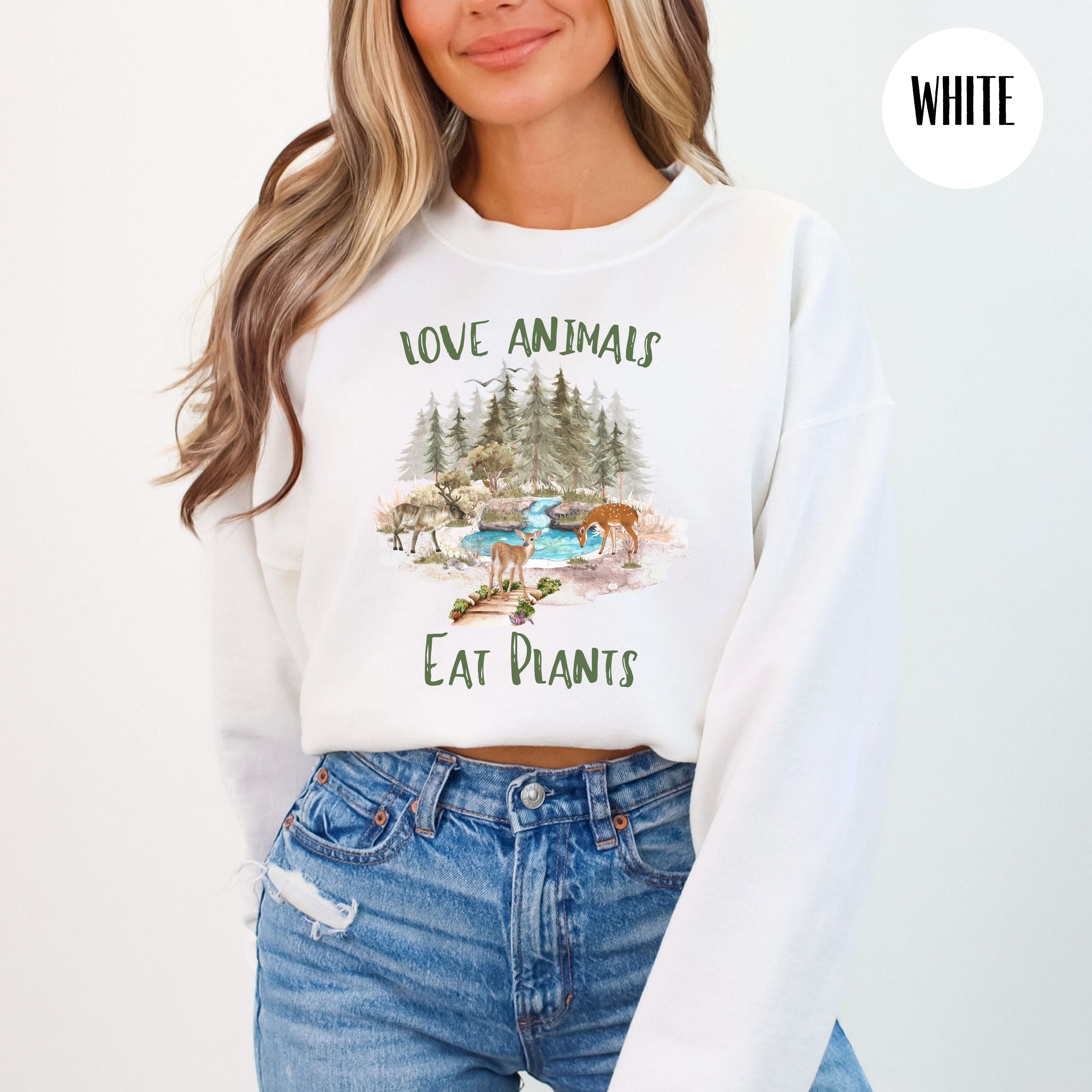 Vegetarian Gift Sweatshirt Love Animals Eat Plants Vegan Gift Sweatshirt