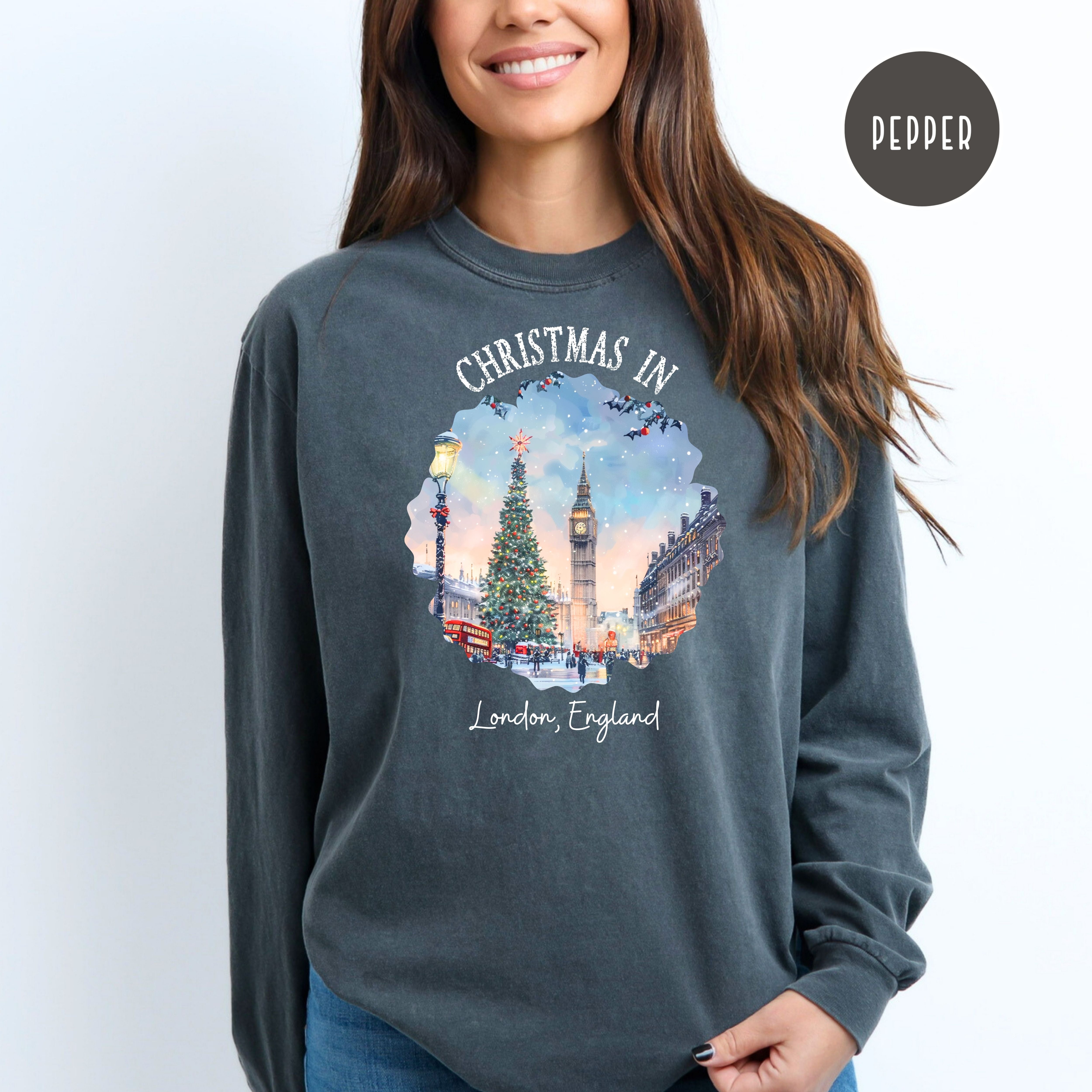 Christmas in London Comfort Colors® Long Sleeve Tee