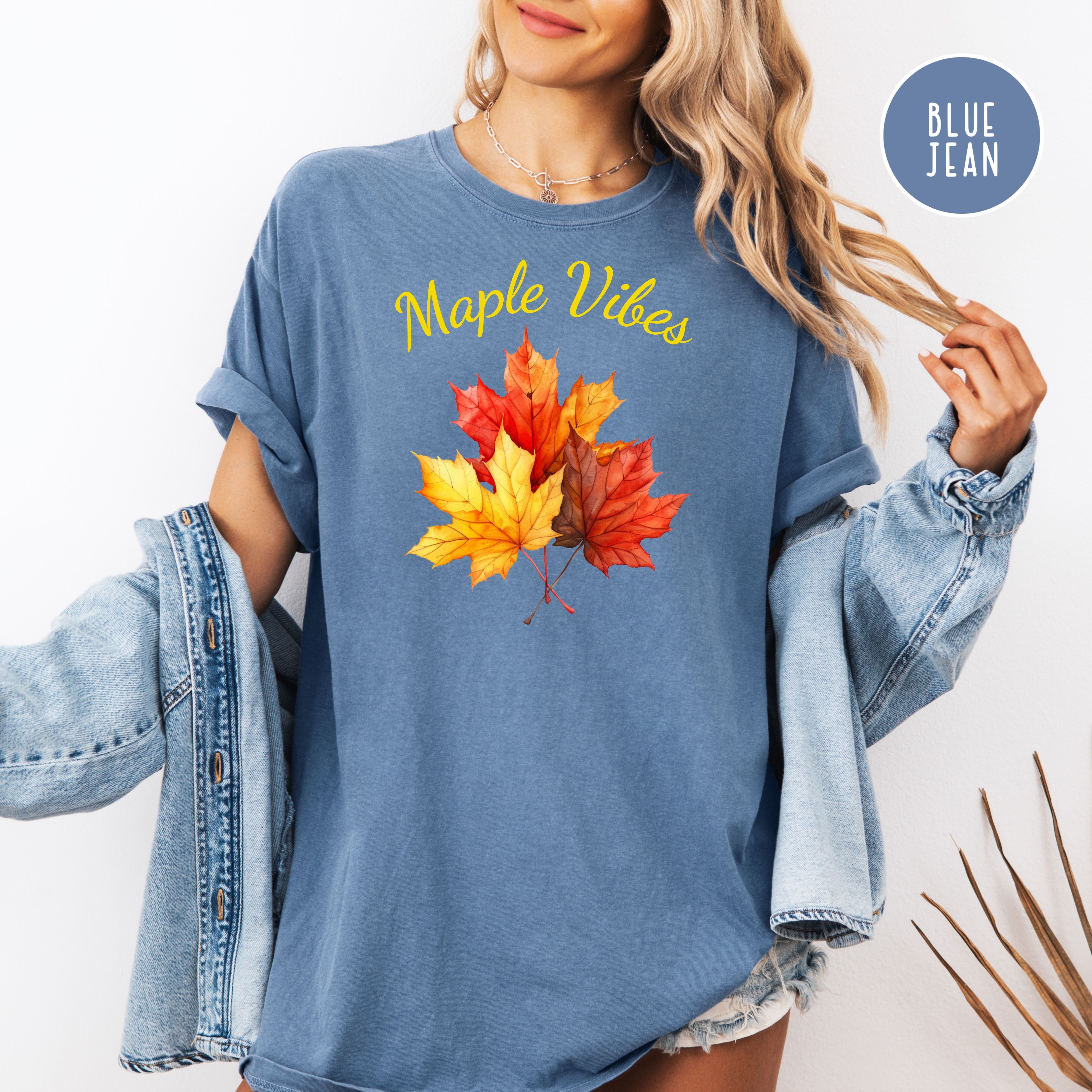 Maple Vibes Fall Leaves Comfort Colors Autumn Gift Shirt