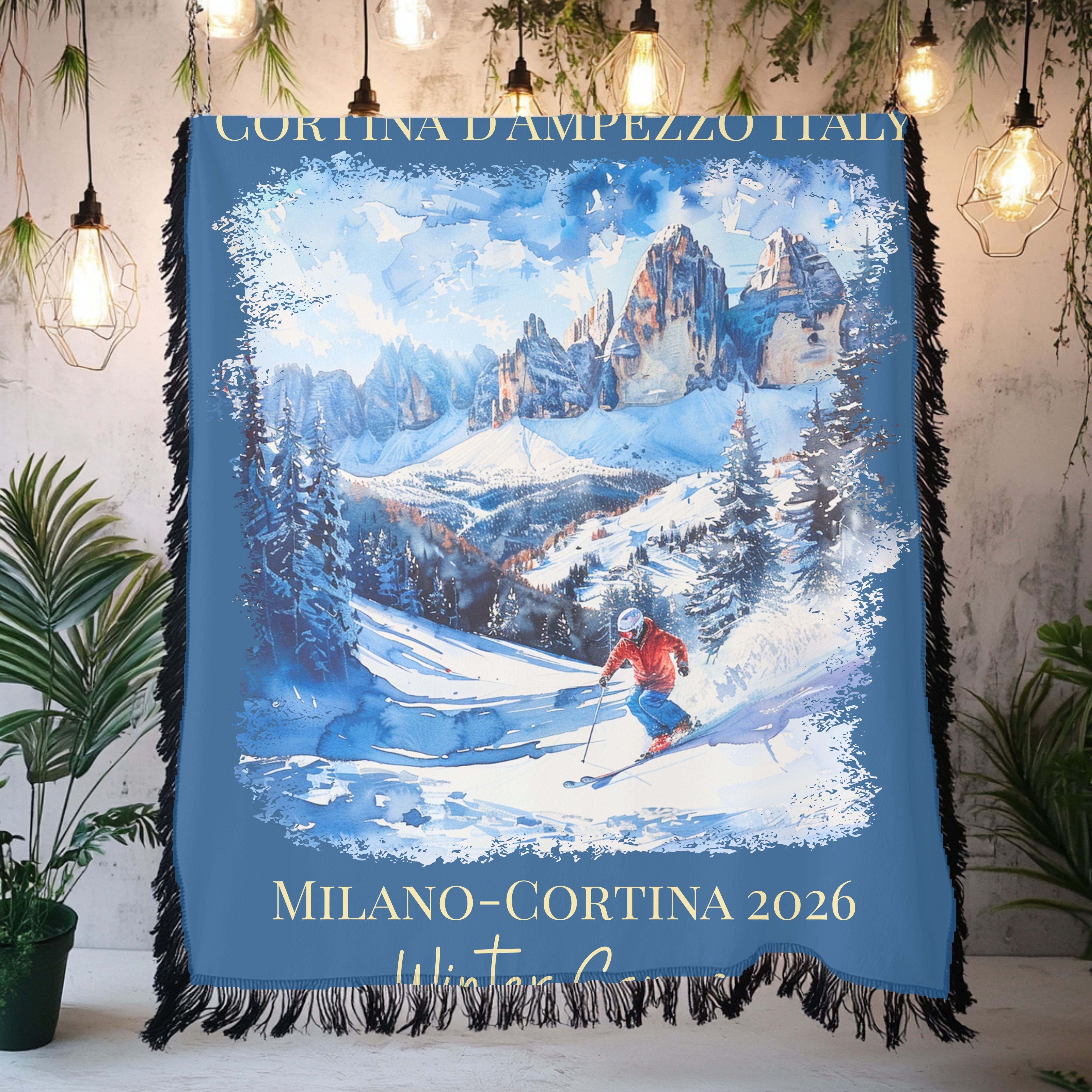 Milano Cortina Italy 2026 Winter Games Woven Throw Blanket