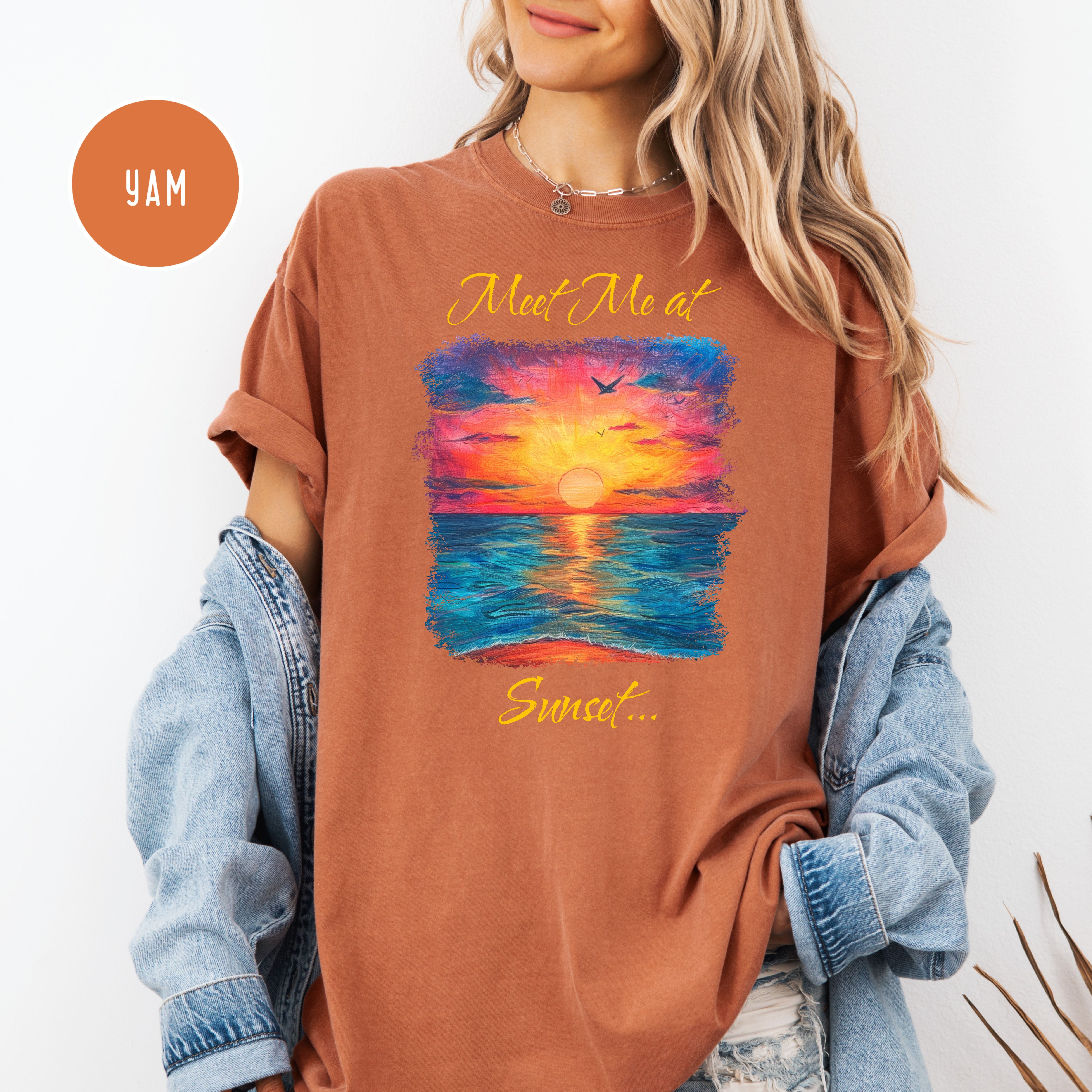 Meet Me At Sunset Comfort Colors Sunset Shirt, Sunset Over Ocean Painting, Chasing Sunsets, Sunset Lover Shirt, Art Lover Tee