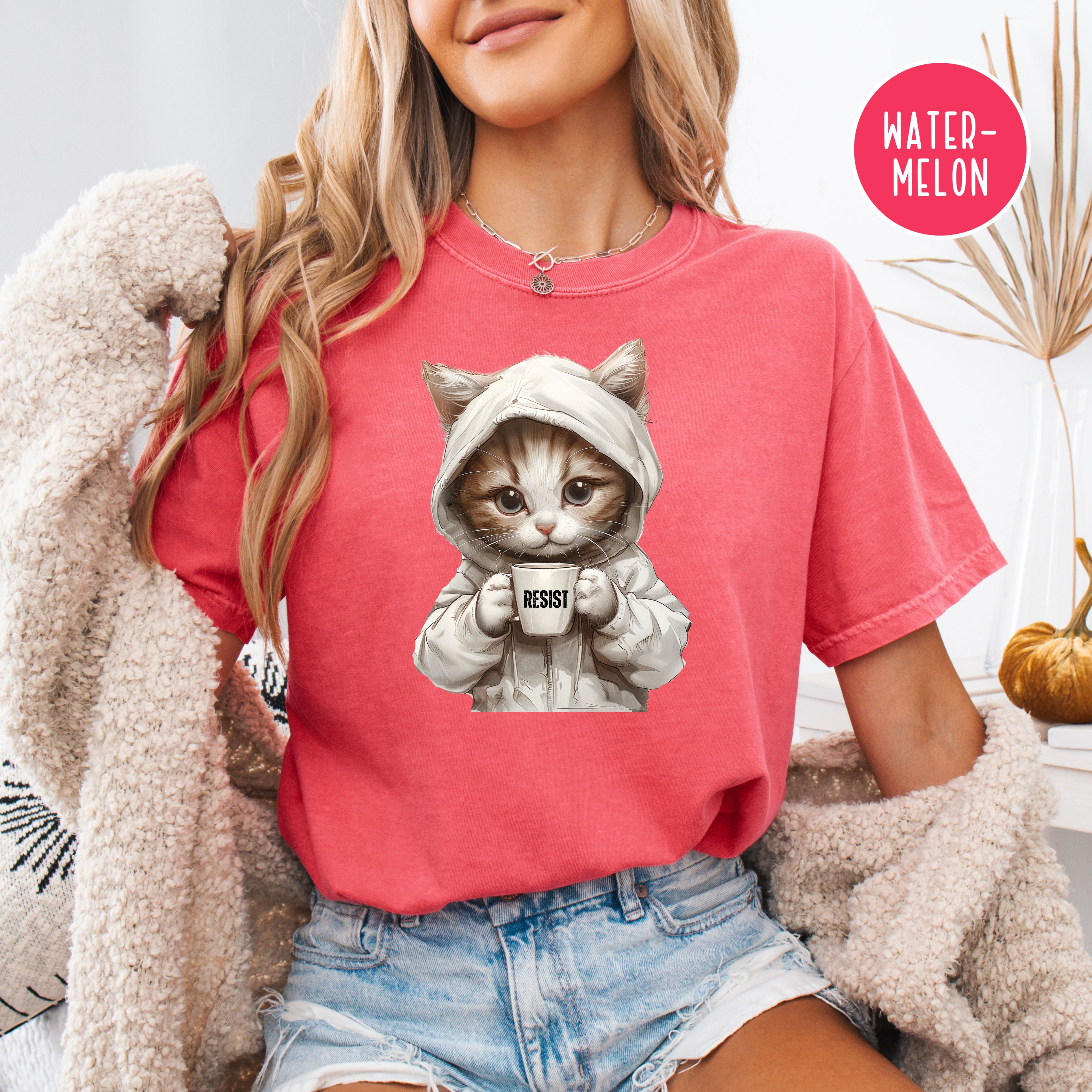Anti-Trump cute Cat RESIST Protest Shirt, Resist Comfort Colors Political Democrat Gift Tee