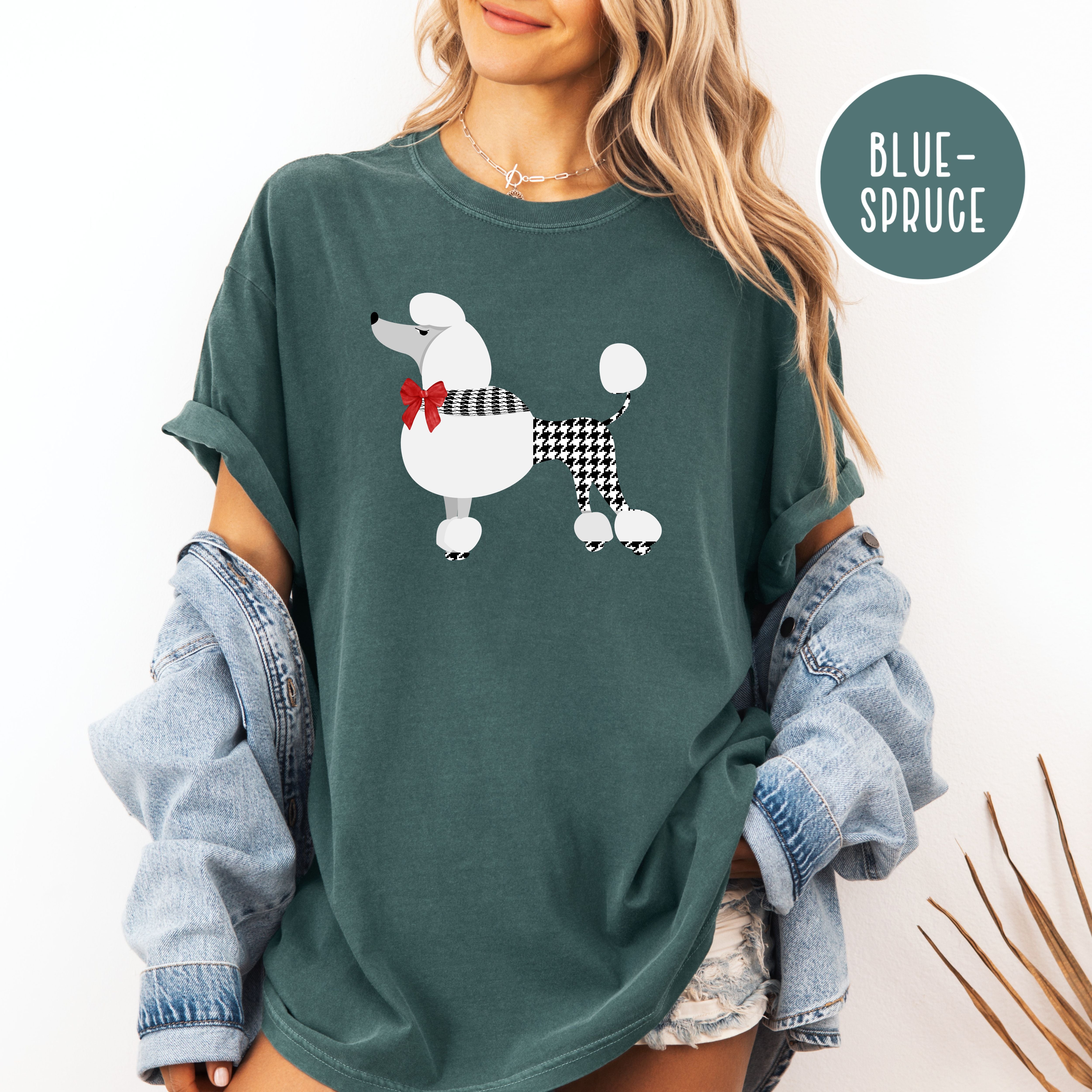 French Poodle Dressed in Houndstooth w Red Bow Comfort Colors T-Shirt