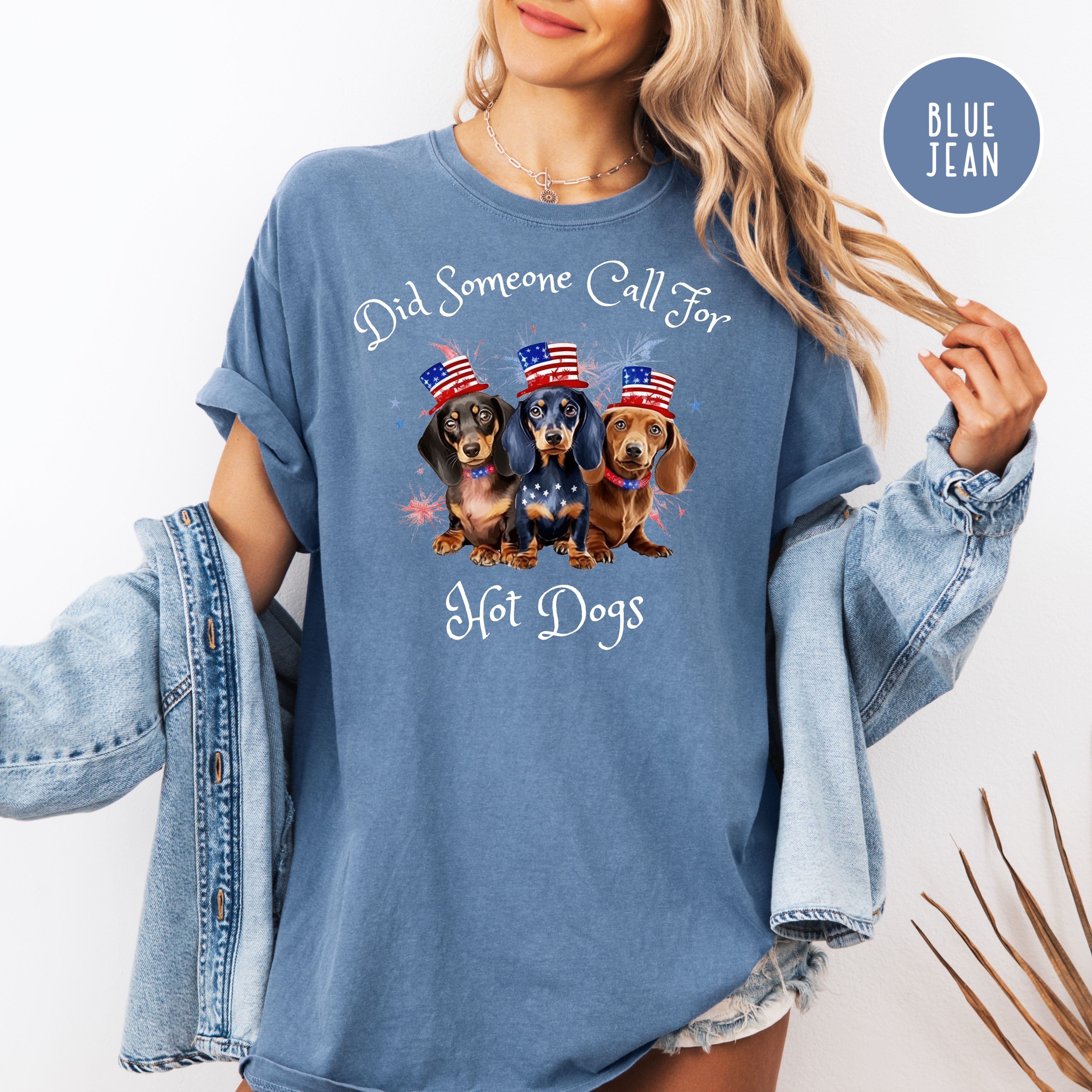 Funny 4th of July Unisex Comfort Colors Gift for Dachshund Lover Tee