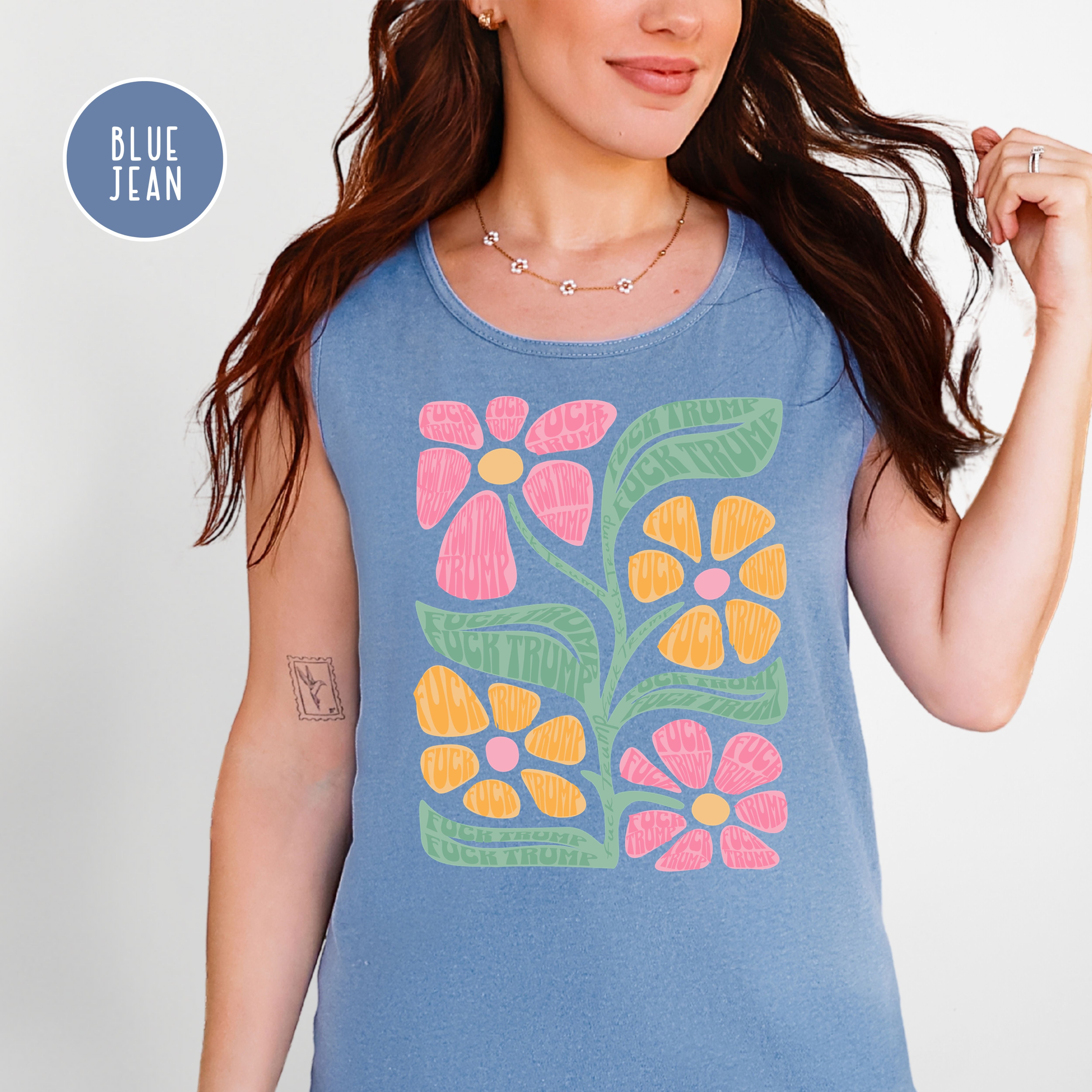 Subtle Fuck Trump Flowers Comfort Colors Tank Top