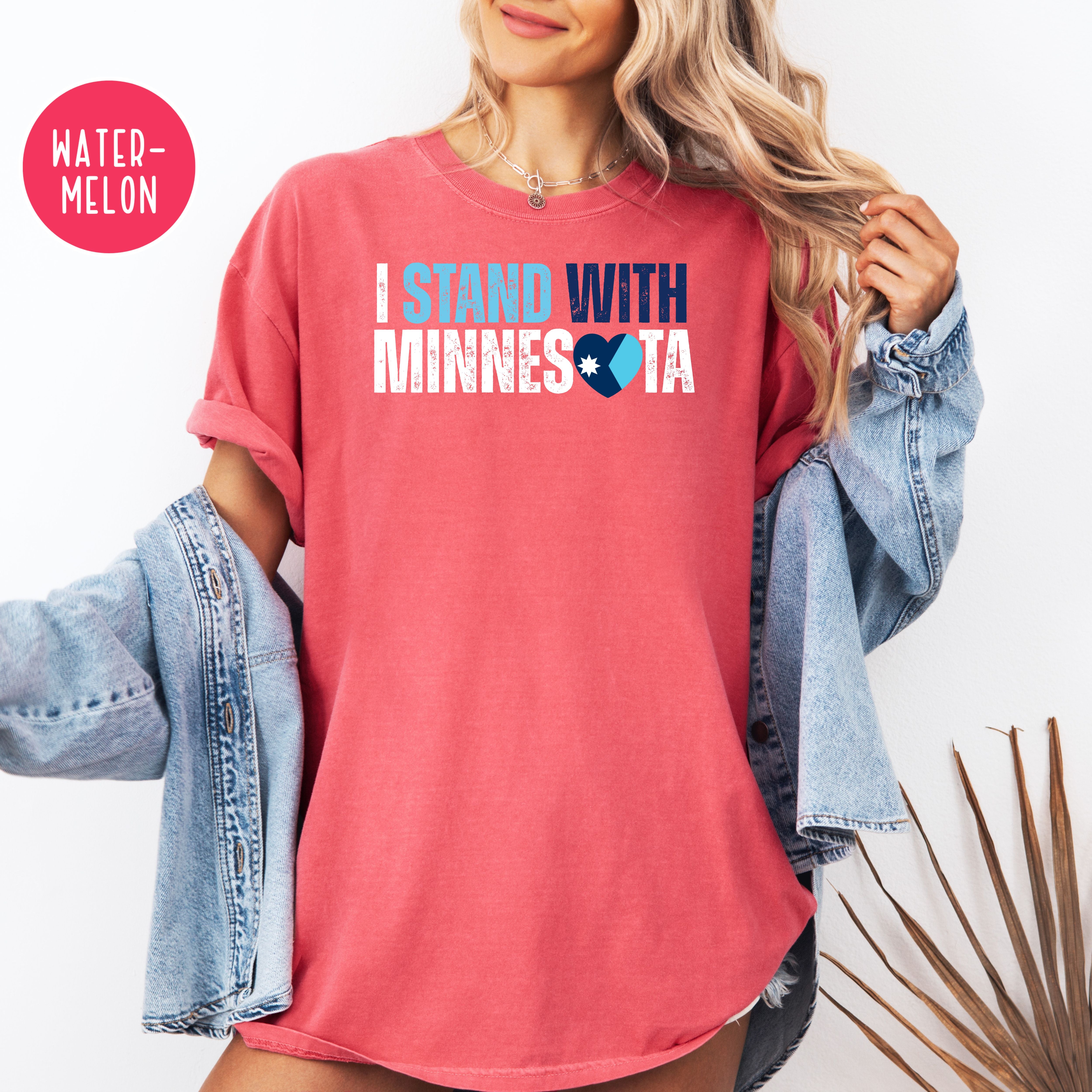 I Stand With Minnesota Unisex Comfort Colors T-Shirt, Minnesota Minneapolis Gift, Anti Trump, Anti ICE, Minnesota Gift Shirt