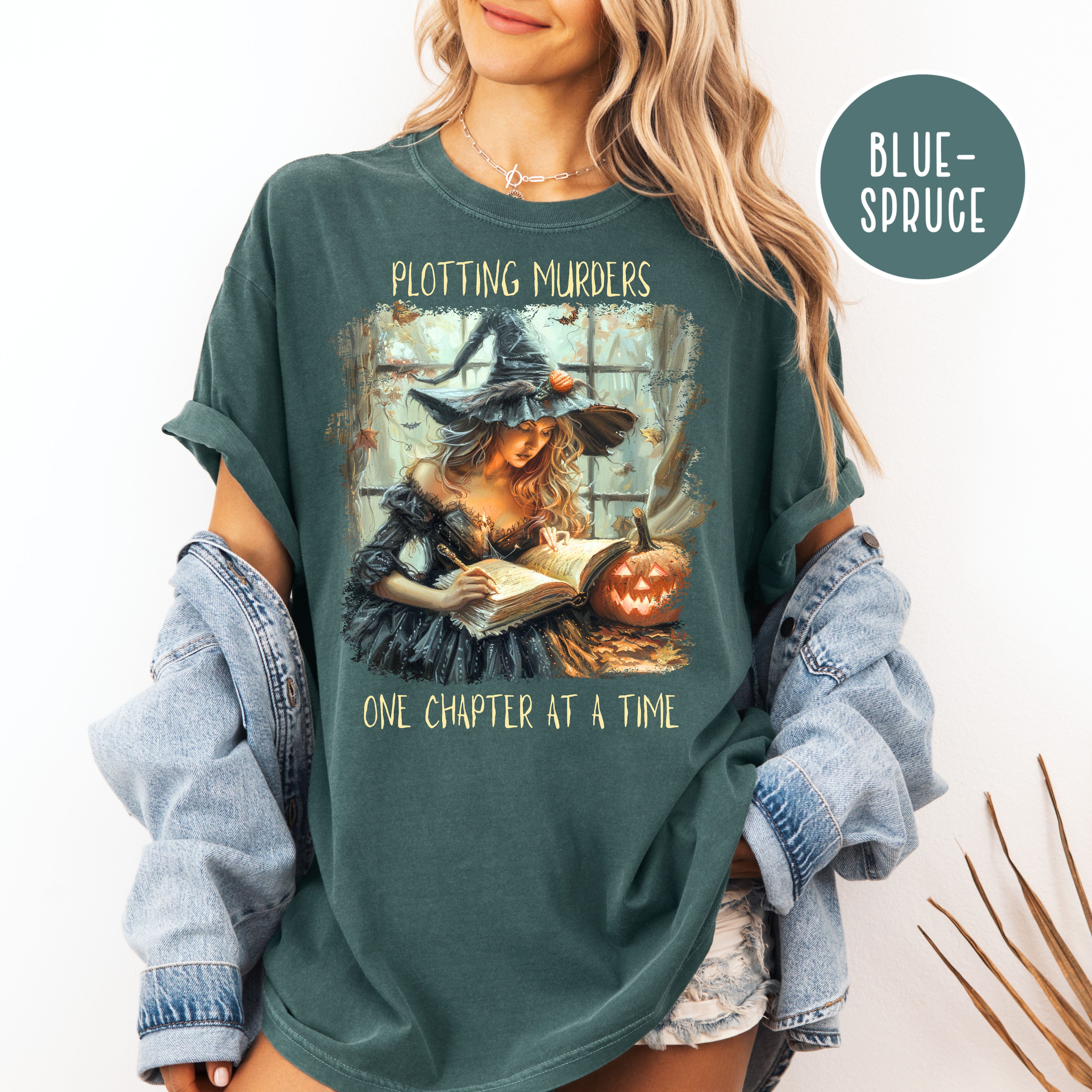 Female Murder Mystery Writer Comfort Colors Halloween Witch Shirt