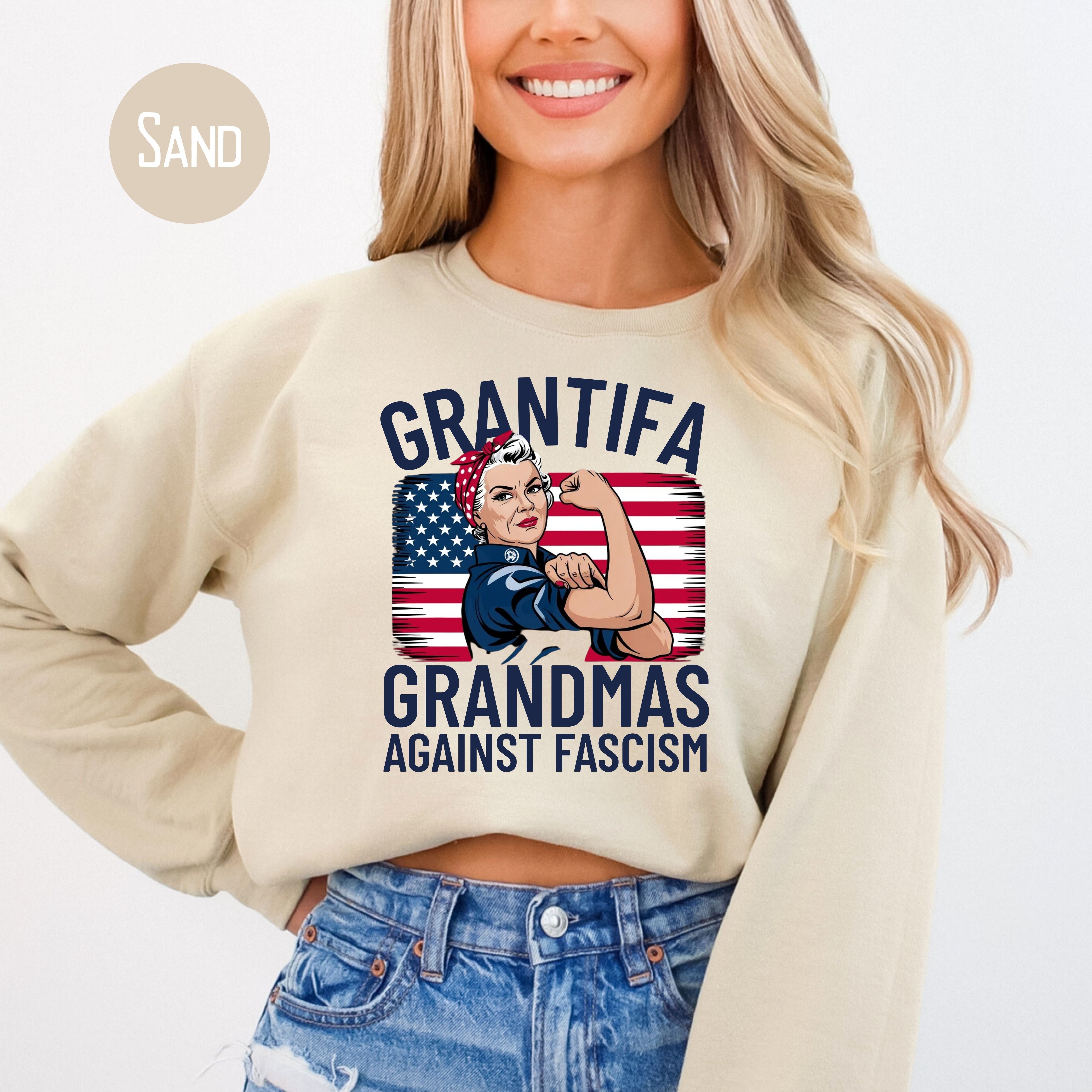 Grantifa Rosie the Riveter Grandmas Against Fascism Sweatshirt