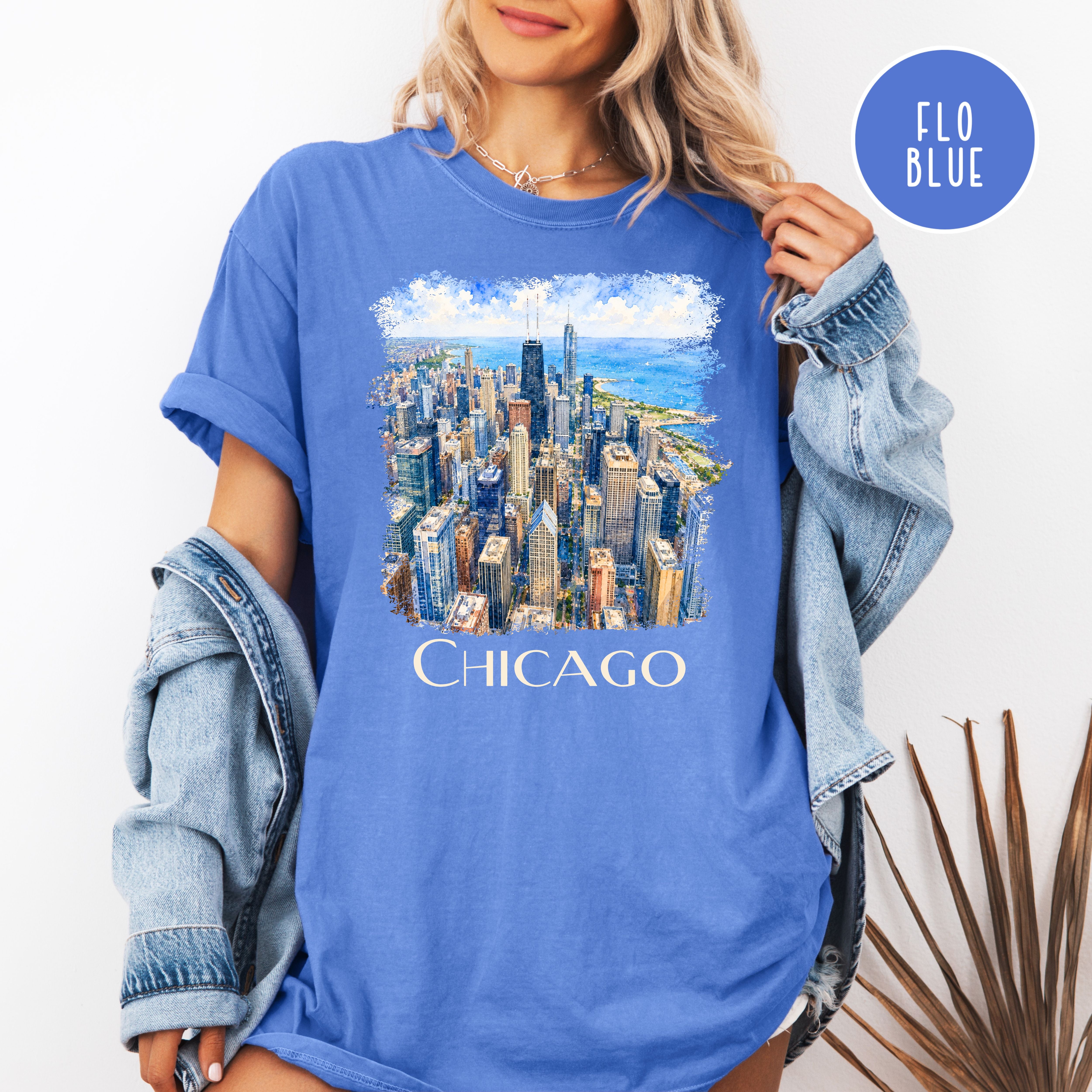 Chicago Lover Unisex Comfort Colors Travel T-Shirt, Chicago Vacation Gift Shirt, Chicago Skyscrapers Shirt, Chicagoan Tee, Traveler Gift Tee