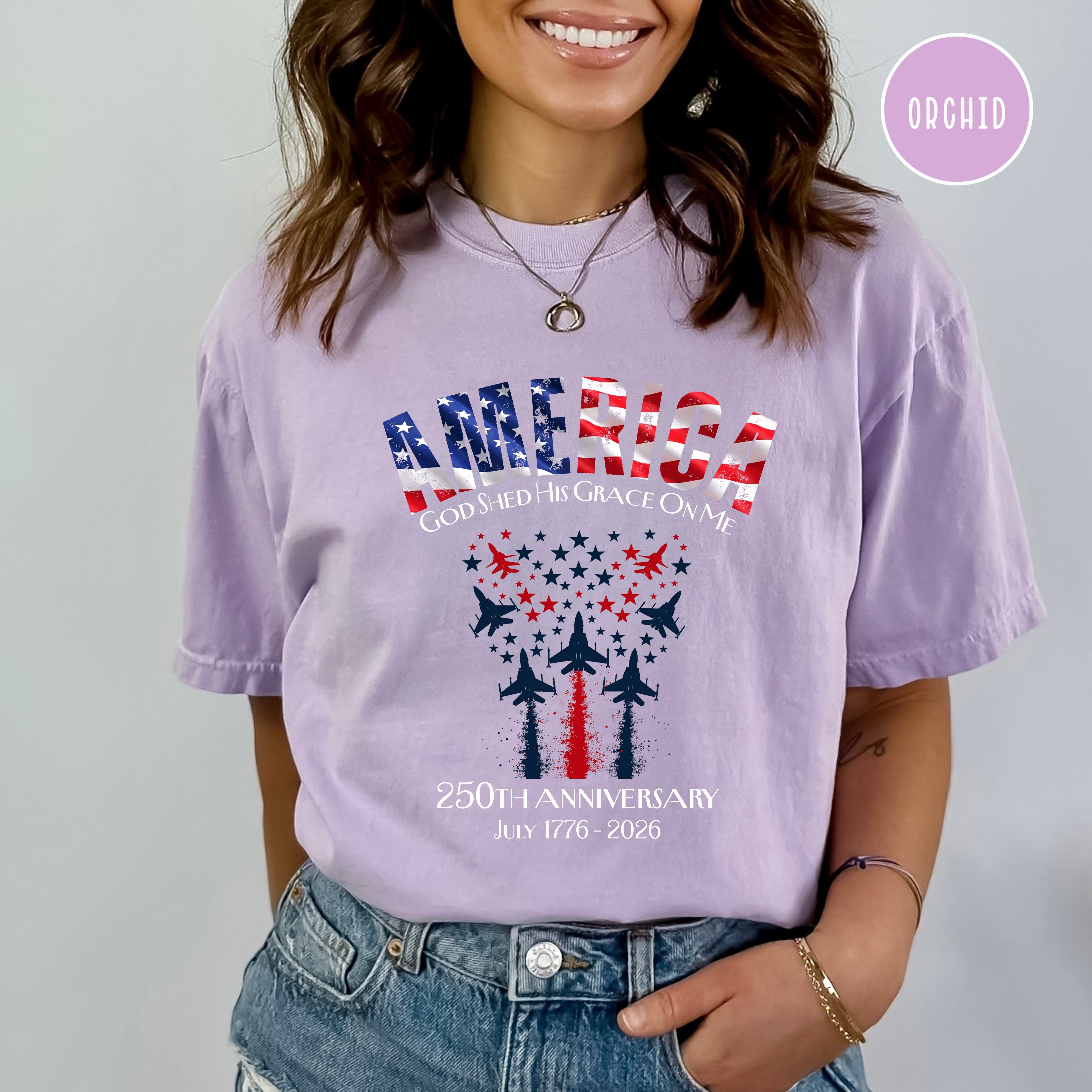 America God Shed His Grace 250th Anniversary Patriotic Unisex Comfort Colors T-Shirt, 4th of July Shirt, Fourth of July Shirt, USA Shirt