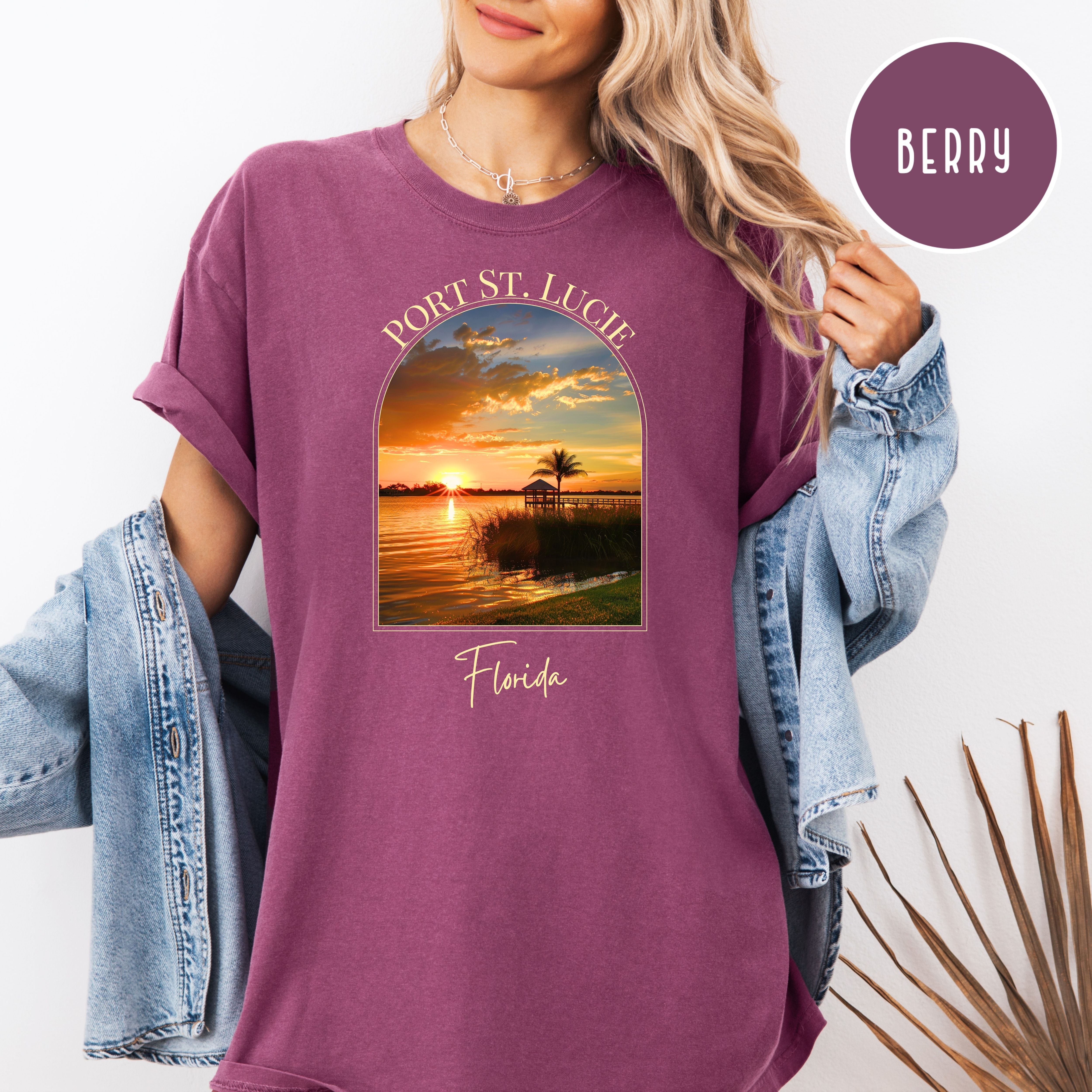 Port St Lucie Florida Sunset Comfort Colors Vacation Gift Shirt