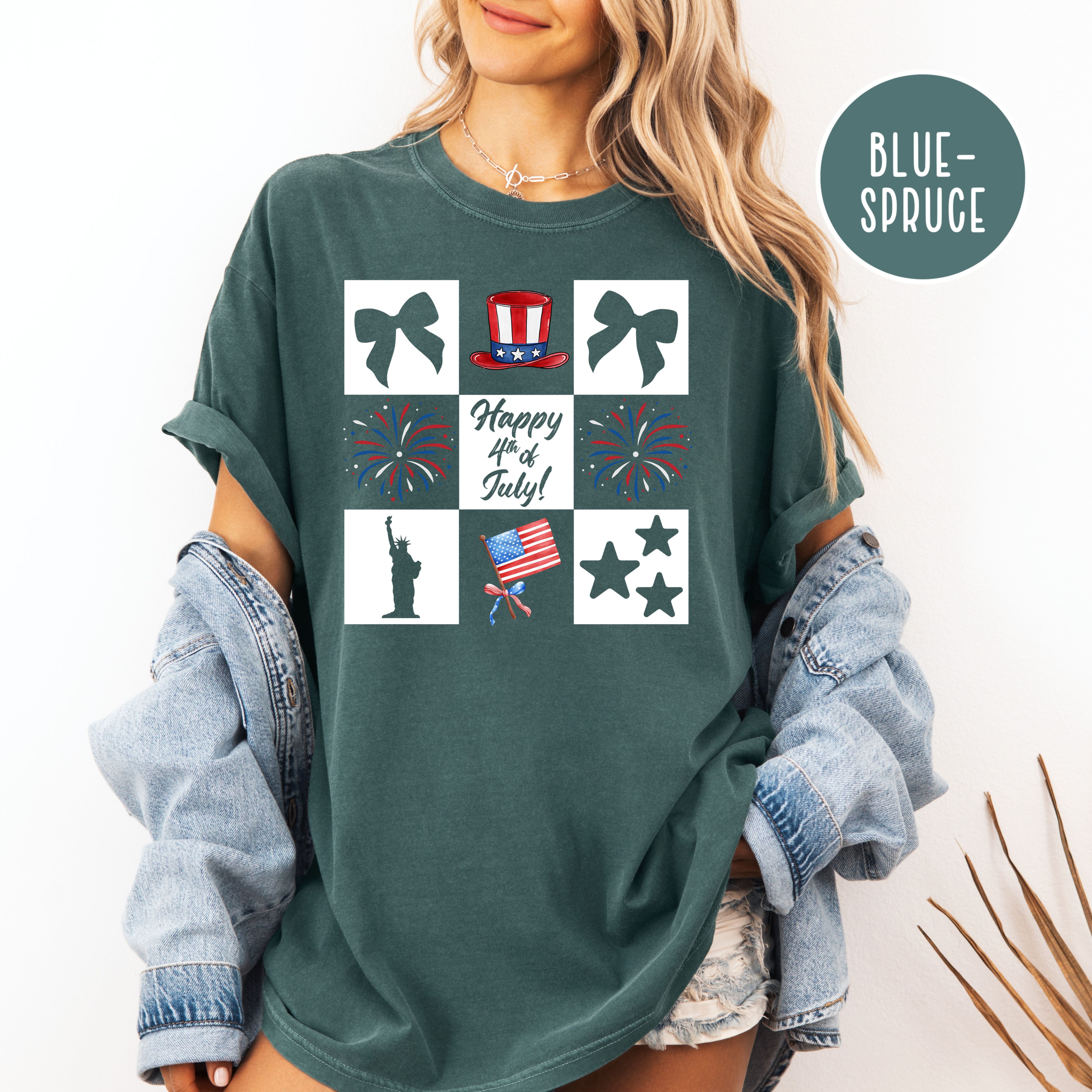4th of July BBQ Checkerboard Shirt, Fourth of July Comfort Colors Tee