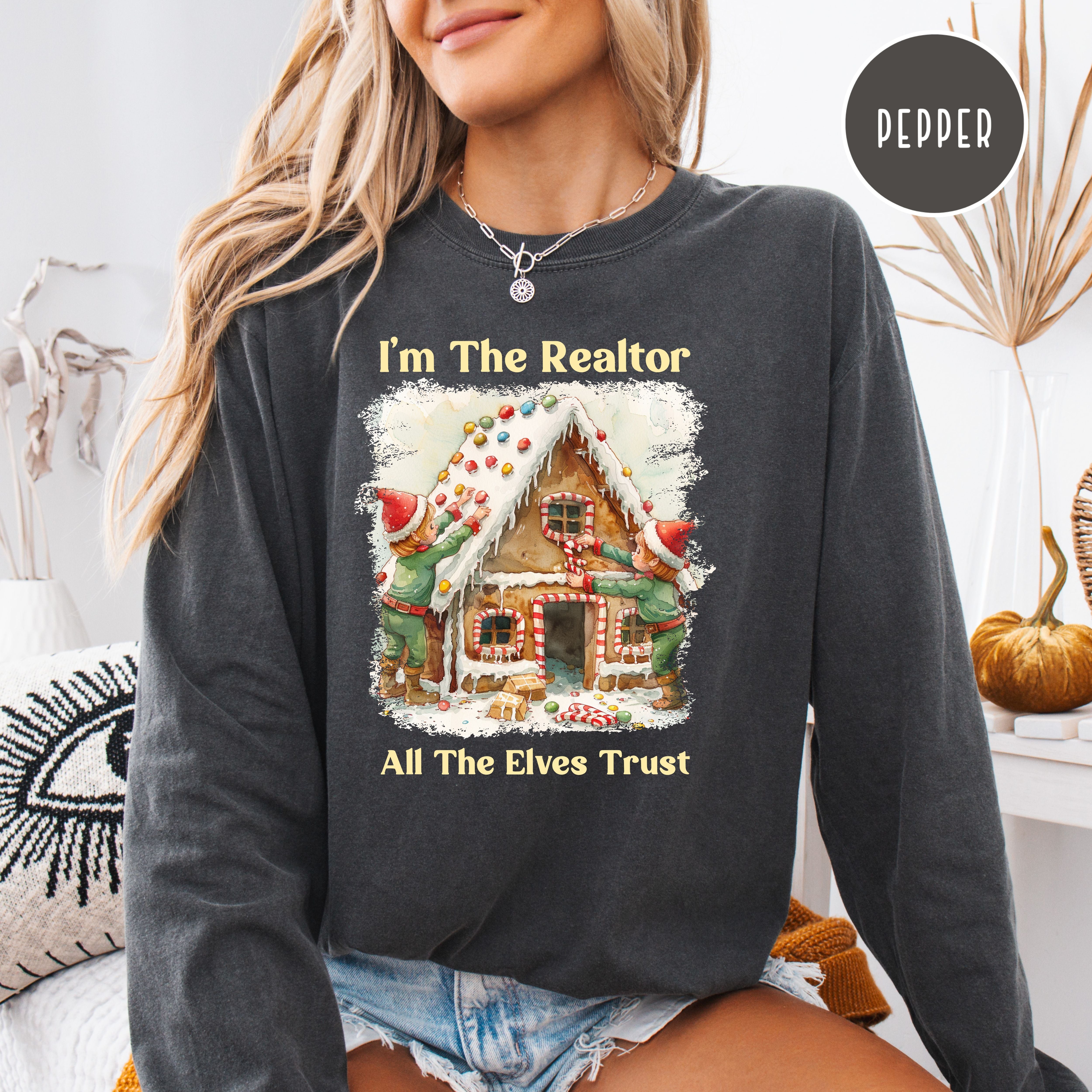 Funny Christmas Real Estate Agent Unisex Comfort Colors Long Sleeve Shirt