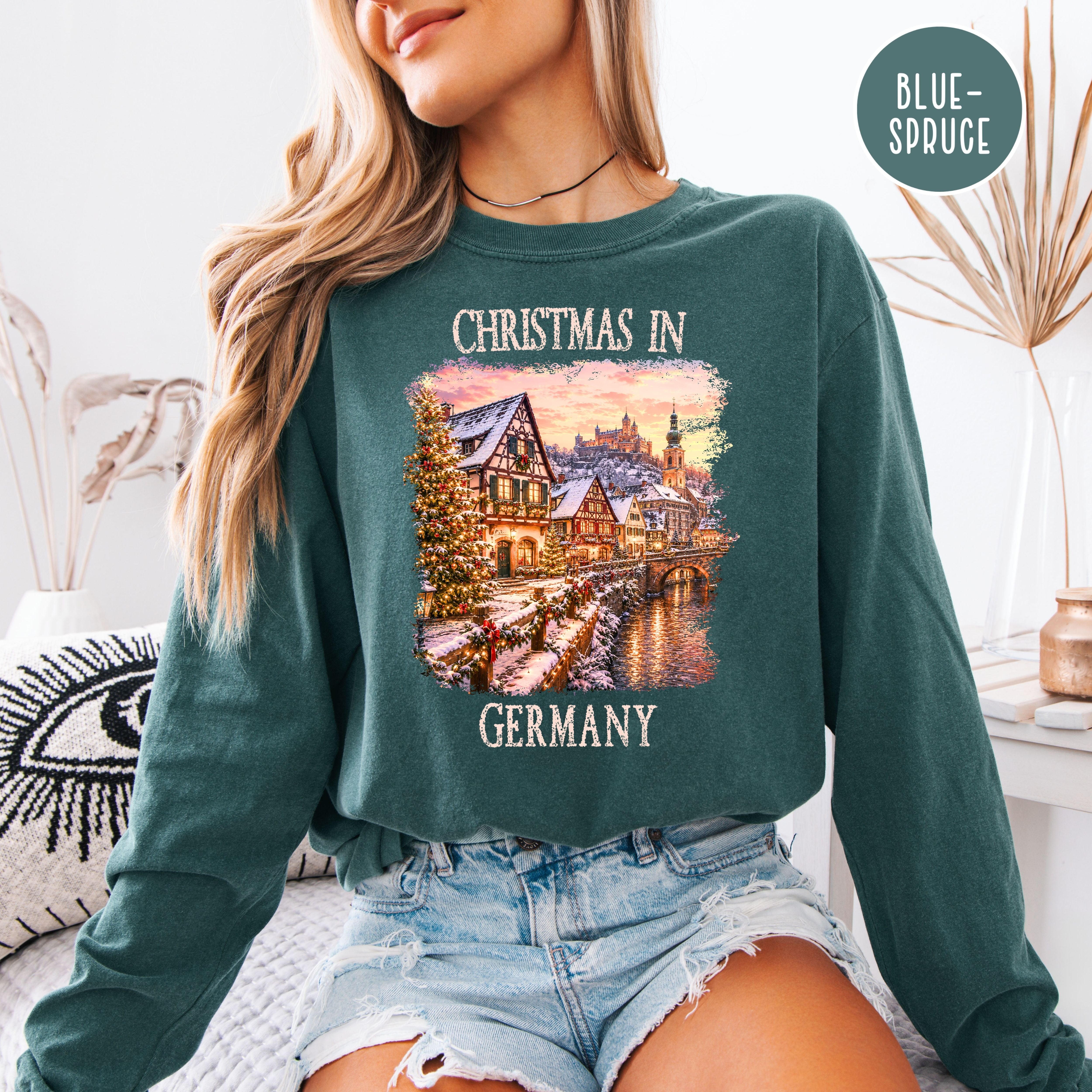 Christmas In Germany Long Sleeve Comfort Color Christmas Gift Shirt, Germany Vacation Long Sleeve T-Shirt, Germany Christmas Gift Shirt