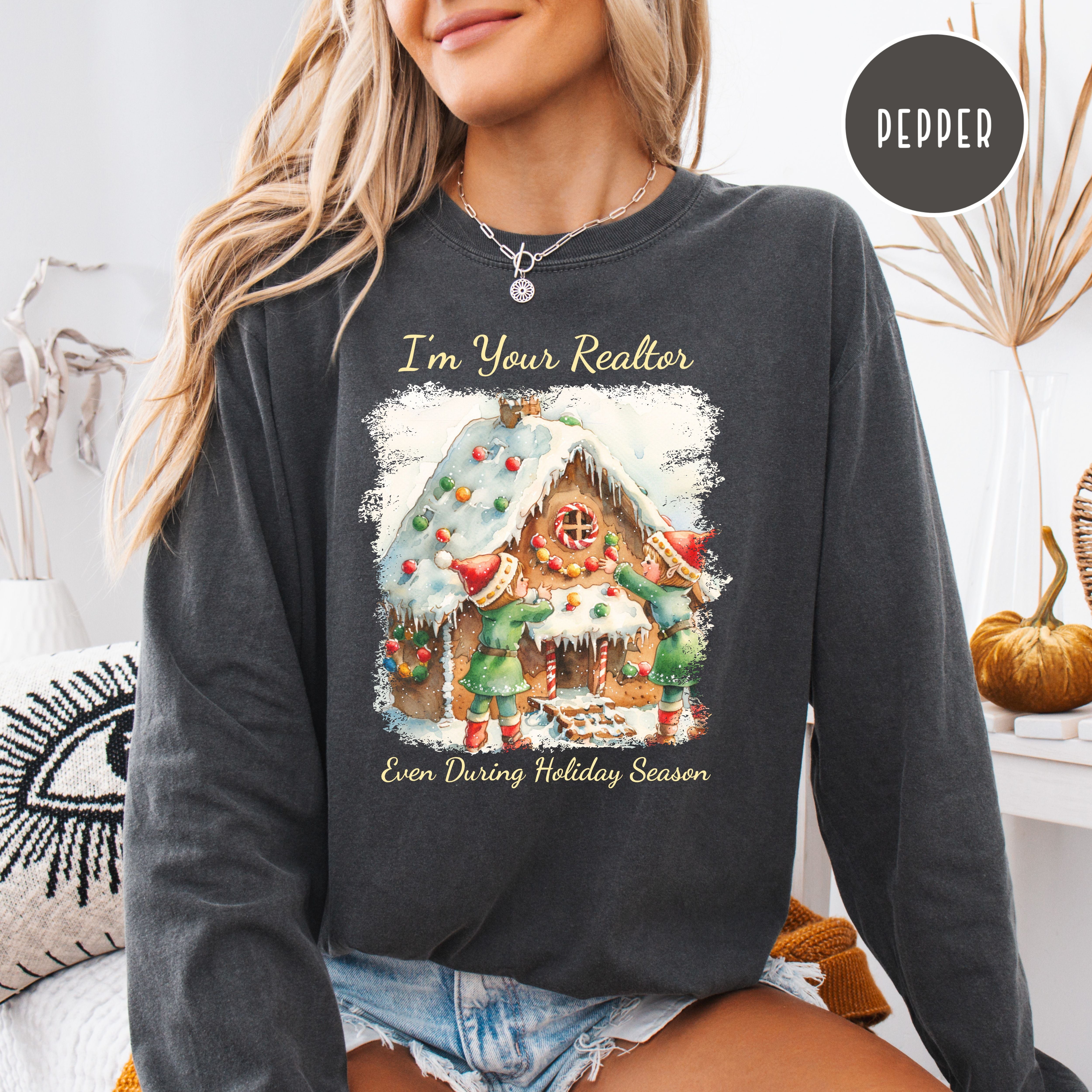 Real Estate Agent Unisex Christmas Comfort Colors Long Sleeve Tee