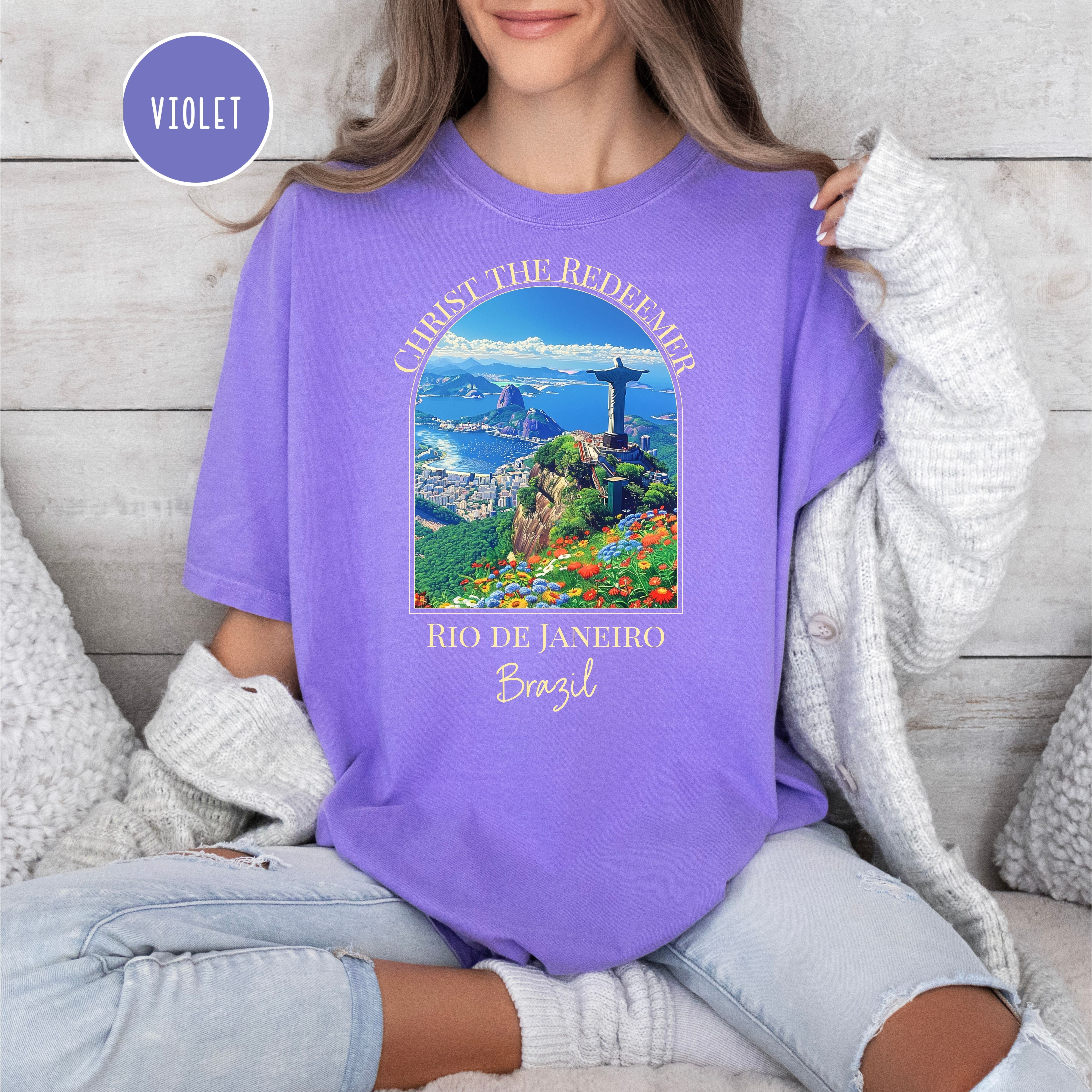 Christ the Redeemer Rio de Janeiro Brazil Comfort Colors Tee