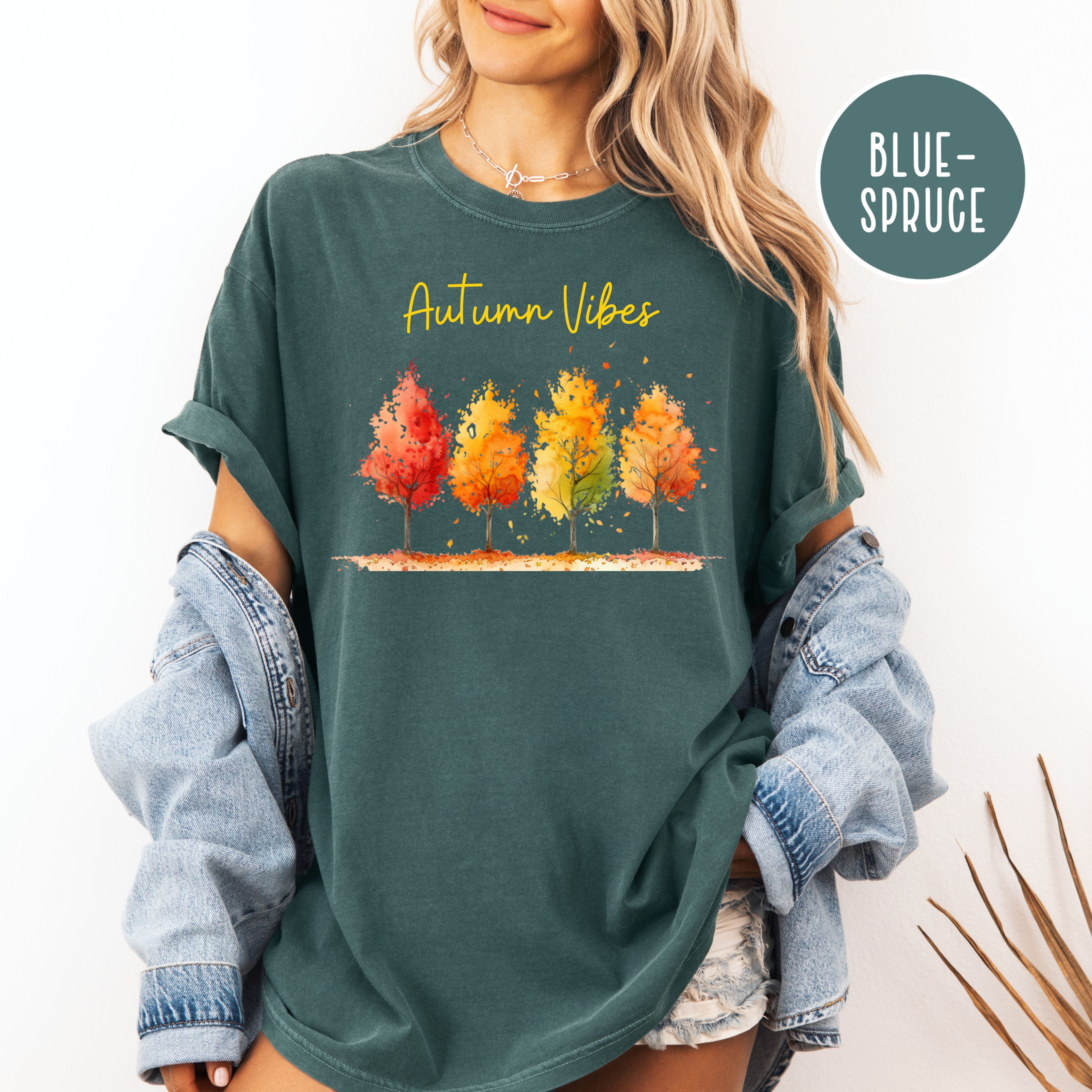 Autumn Vibes Colorful Fall Leaves Comfort Colors Tee, Thanksgiving Season Gift Shirt