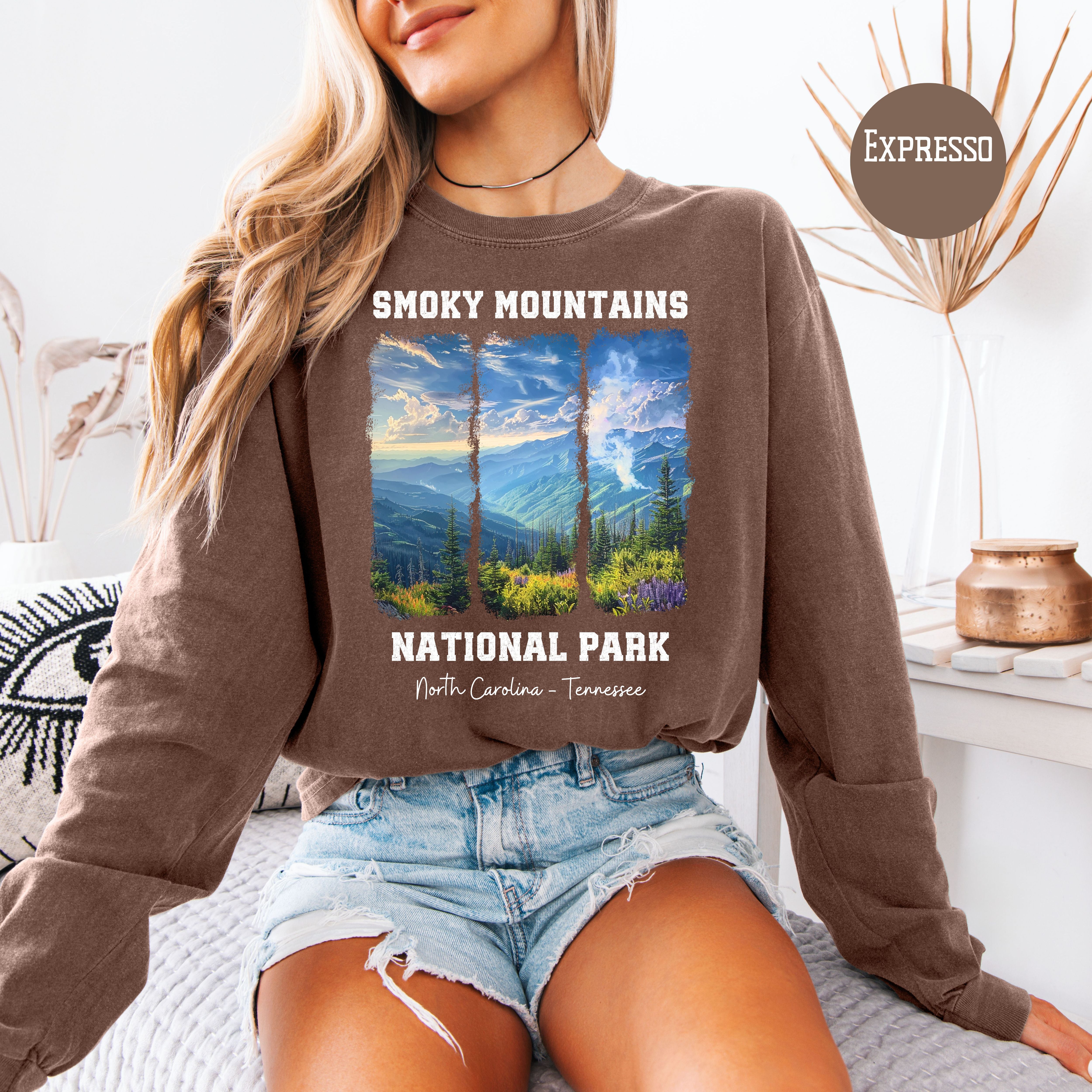 Smoky Mountains National Park Comfort Colors Long Sleeve Unisex Tee Shirt
