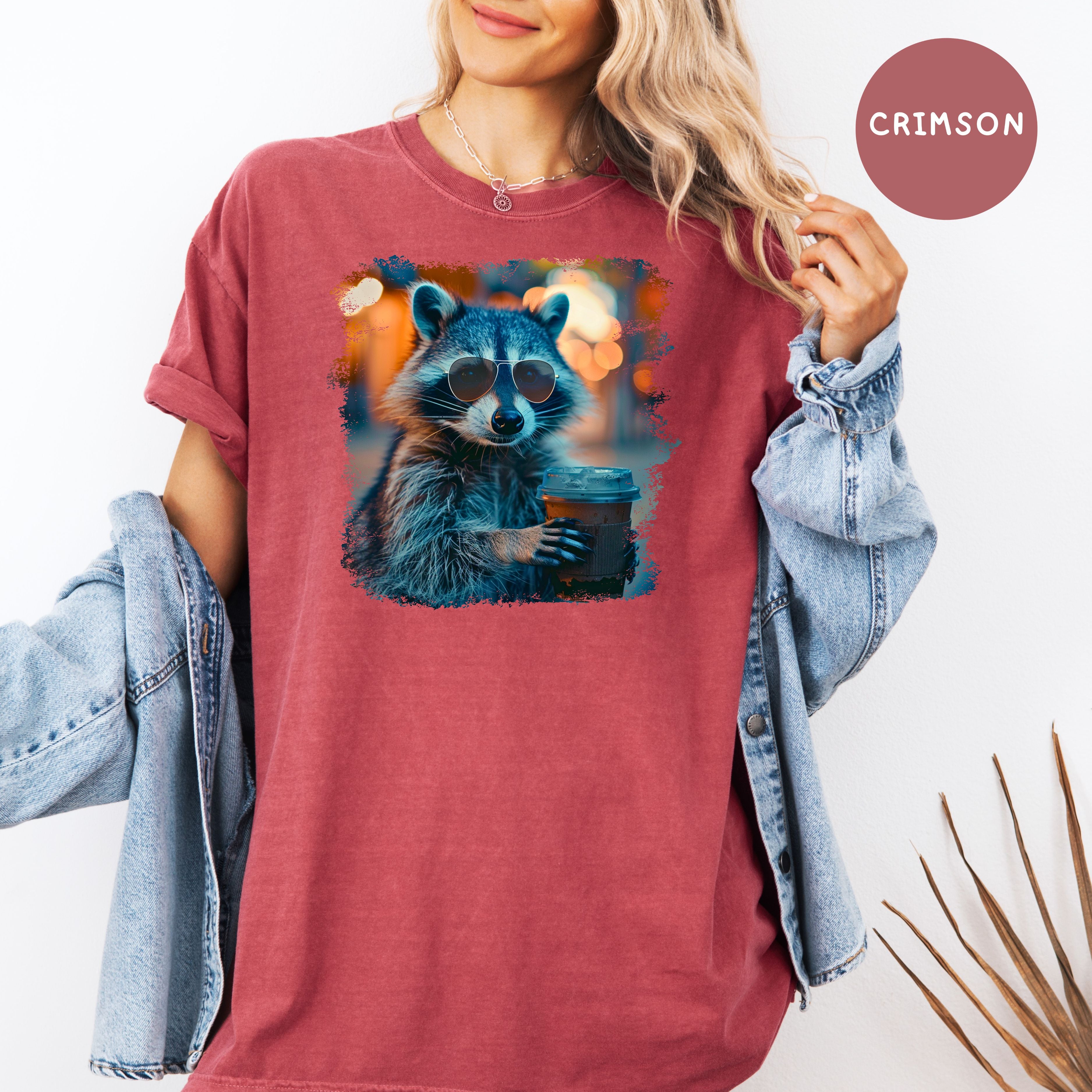Raccoon Sun Glasses Drinking Iced Tea Comfort Colors Raccoon Lover T-Shirt, Animal Meme Shirt, Cute Raccoon Shirt, Funny Raccoon Lover Tee