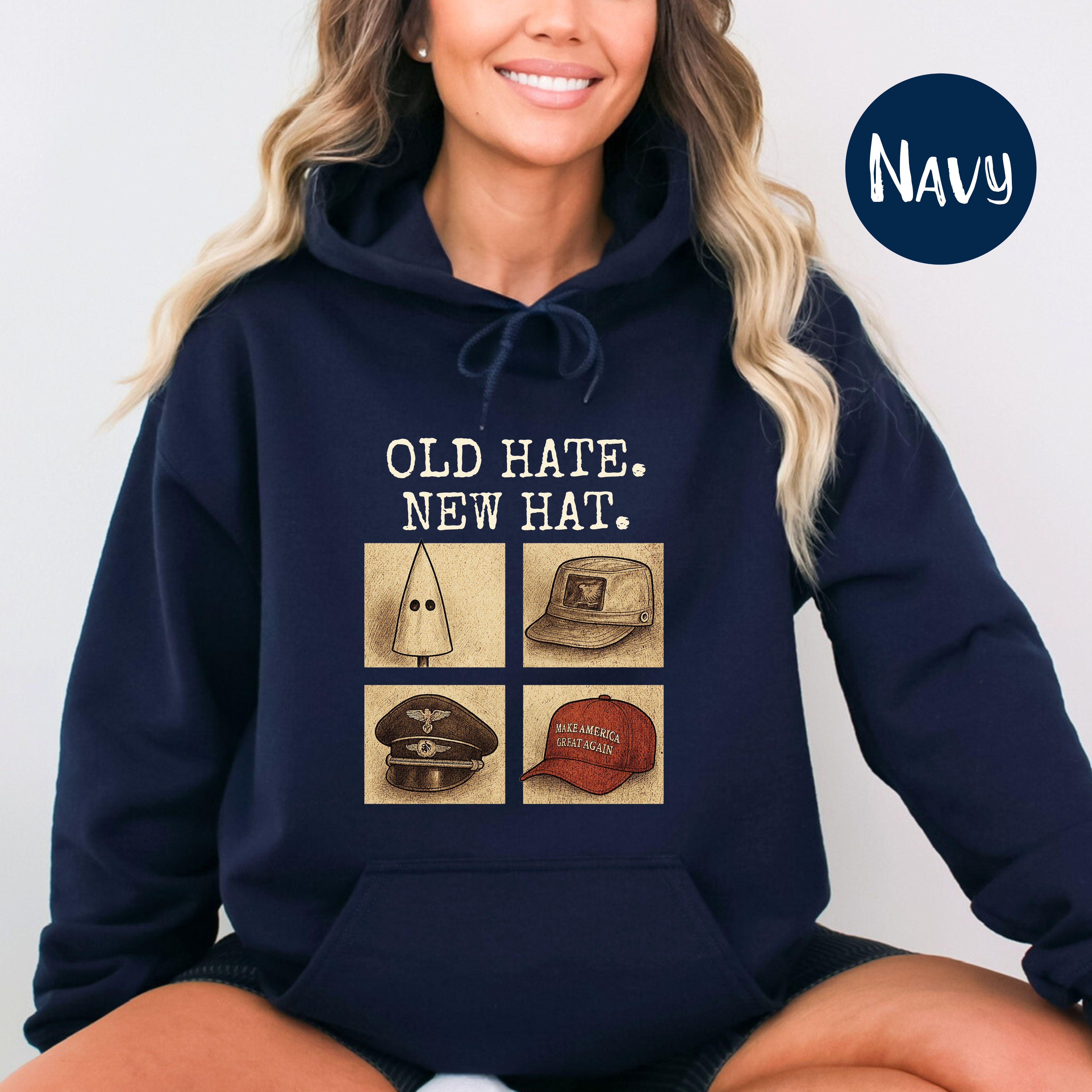 Old Hate New Hat Anti-Trump Protest Unisex Hooded Sweatshirt, Same Shit Different Hat Hoodie