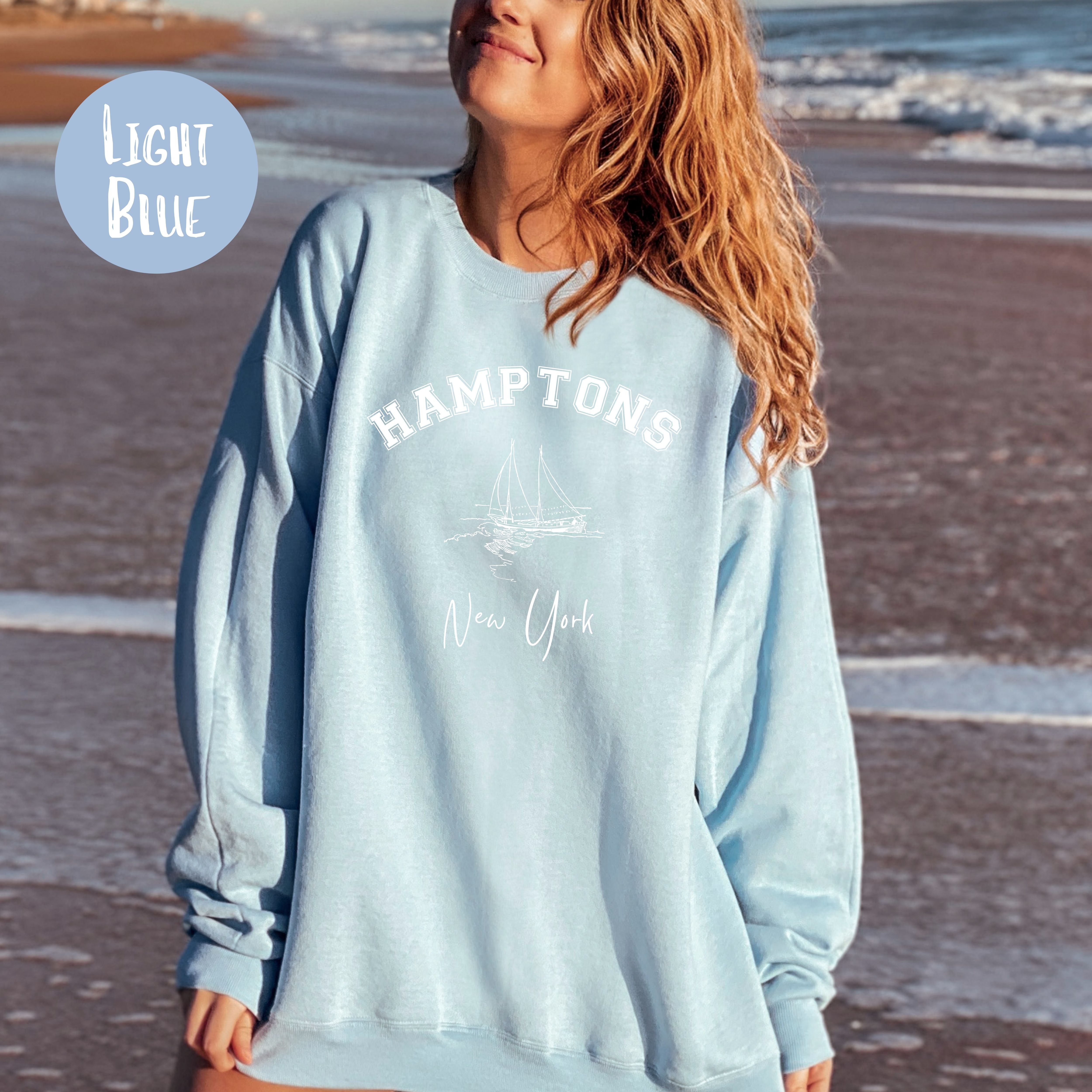 Hamptons Unisex Crewneck Sweatshirt, Hamptons Vacation Sailing Sweatshirt