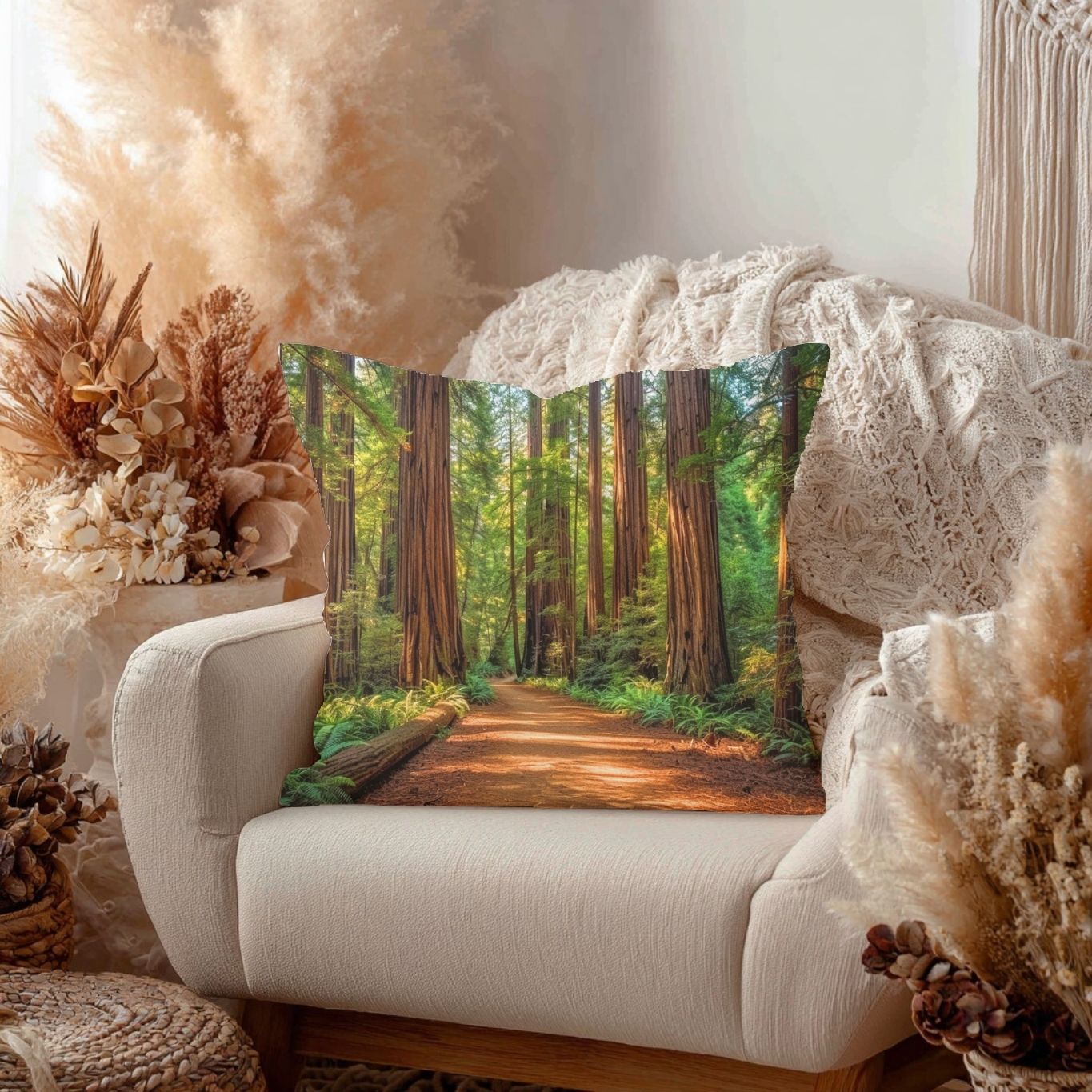 Redwood Trees Decorative Throw Pillows, Design Front & Back