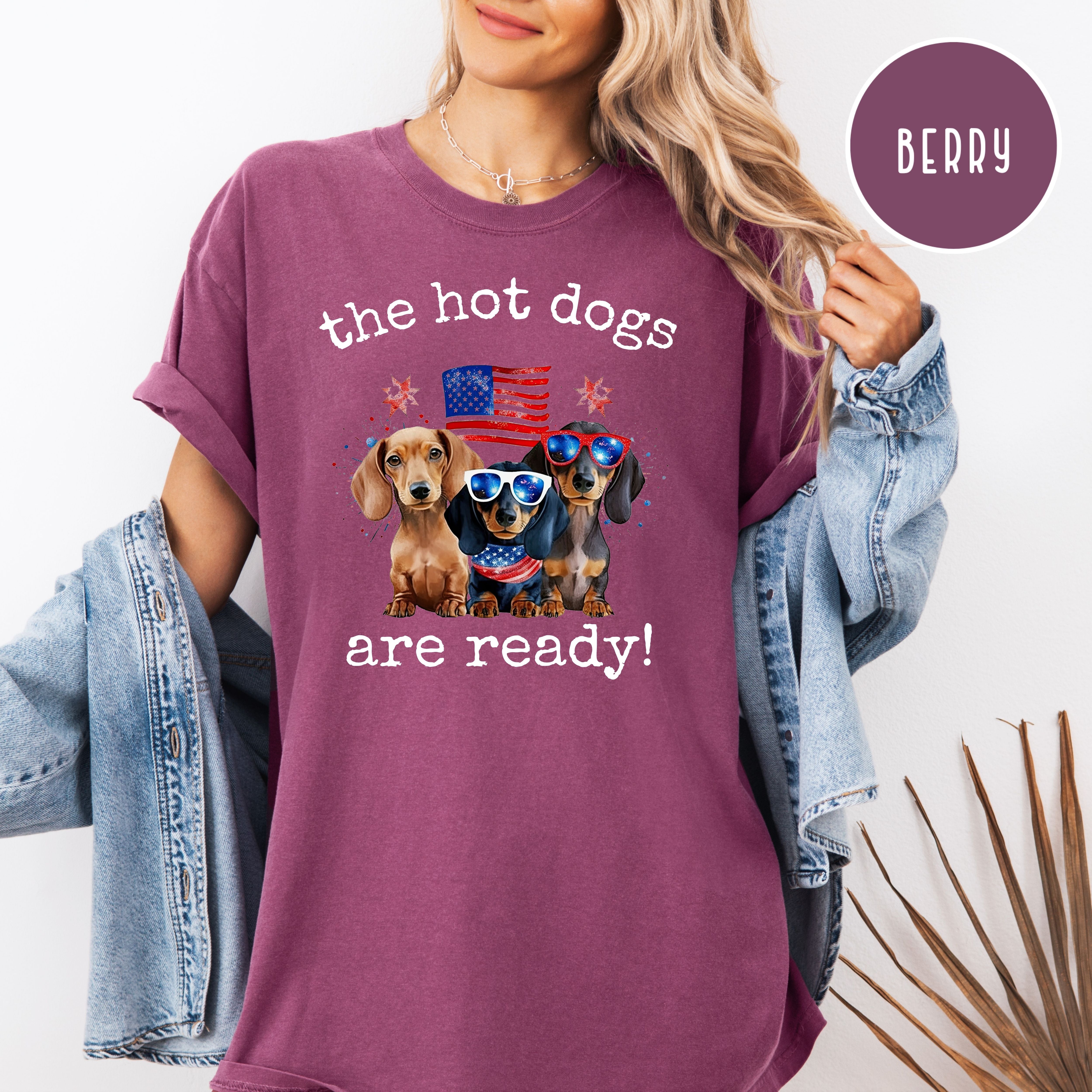 Funny 4th of July Wiener Dog Lover Comfort Colors Tee