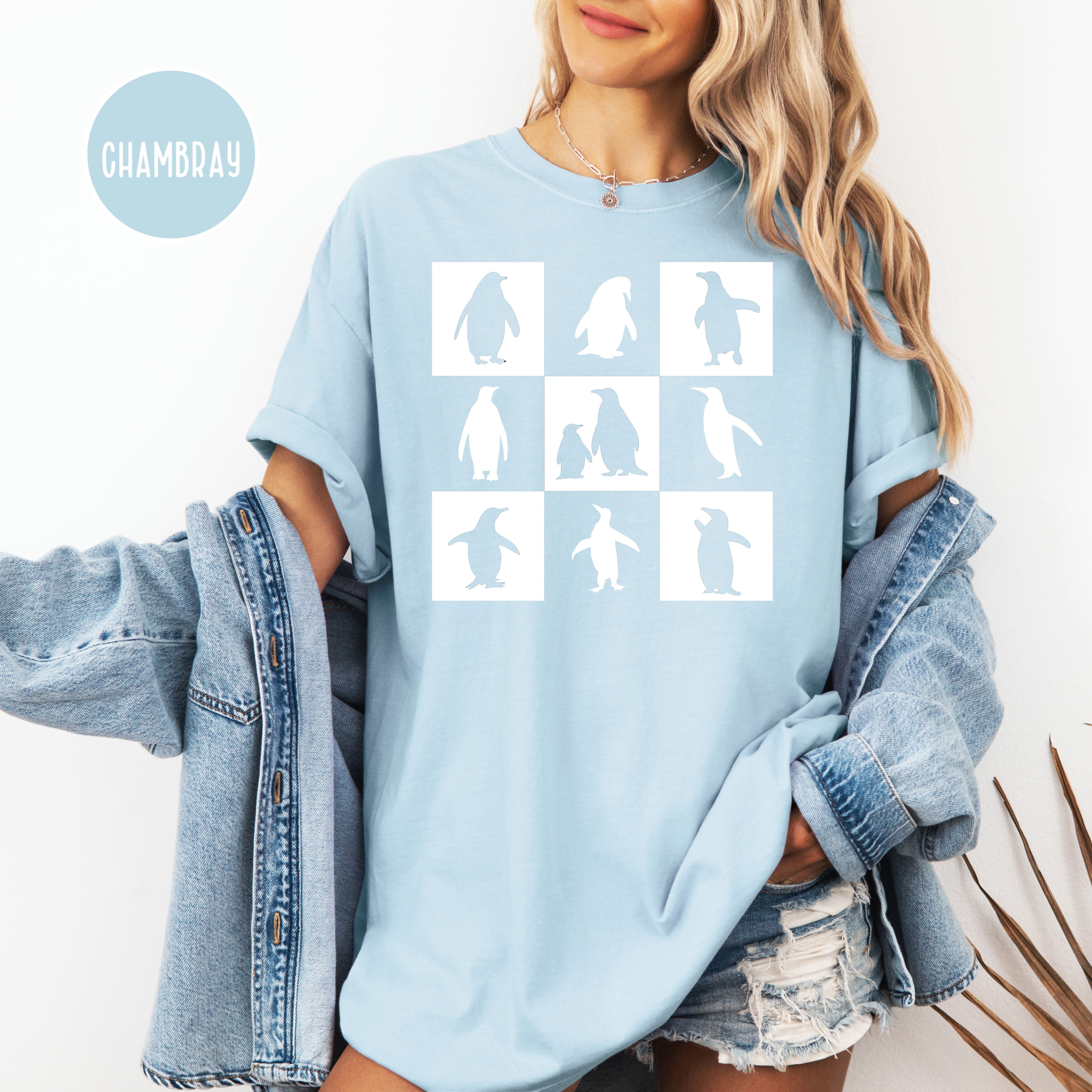 Penguin Lover Checkerboard Comfort Colors® Tee