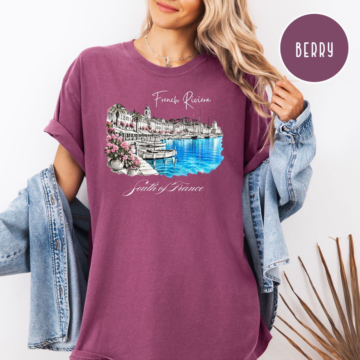 French Riviera Comfort Colors T-Shirt, South of France Vacation Gift Shirt, Mediterranean Coast Shirt, Cote d'Azur Gift, France Travel Shirt