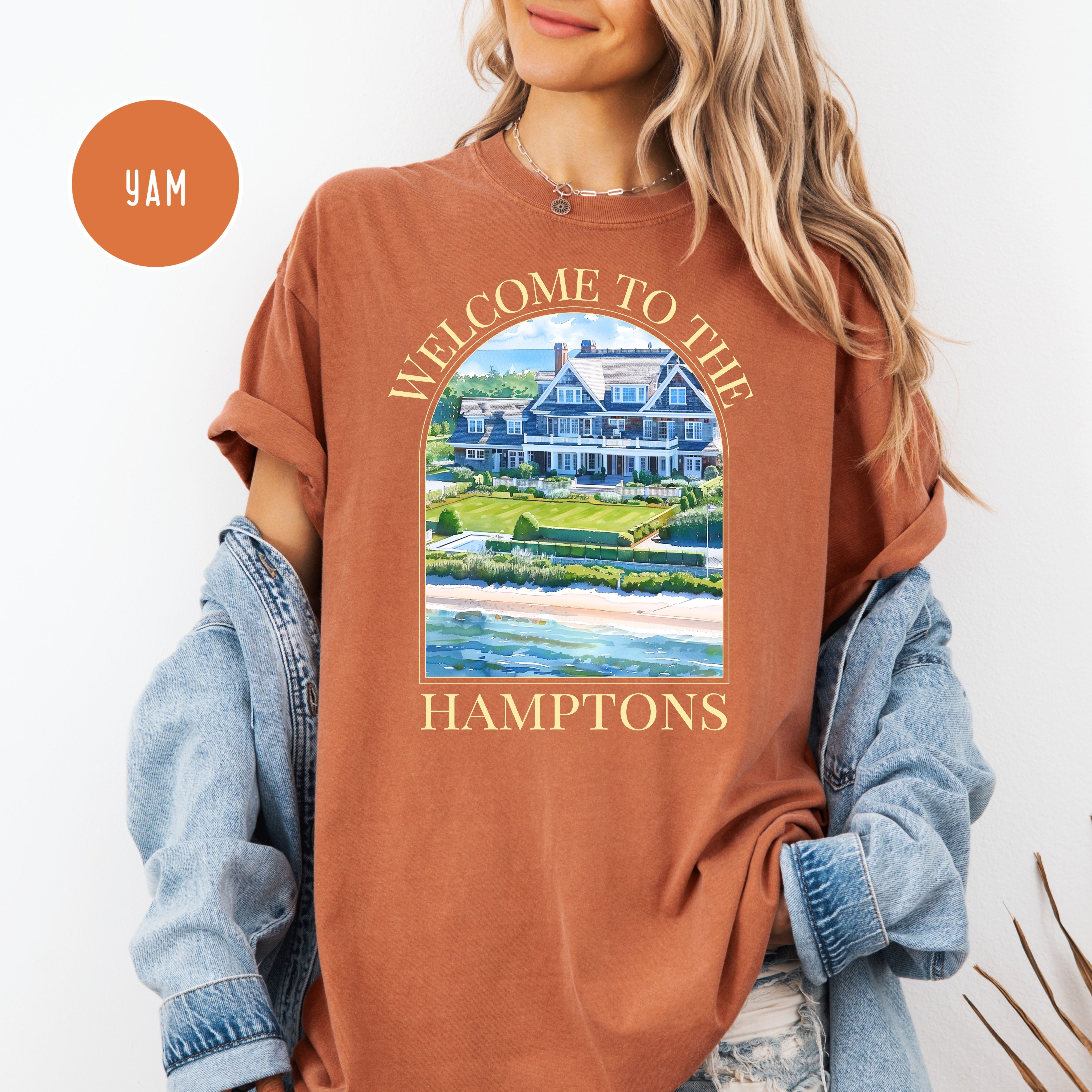 Hamptons Watercolor Coastal Home Comfort Colors Adult Unisex Gift Tee Shirt