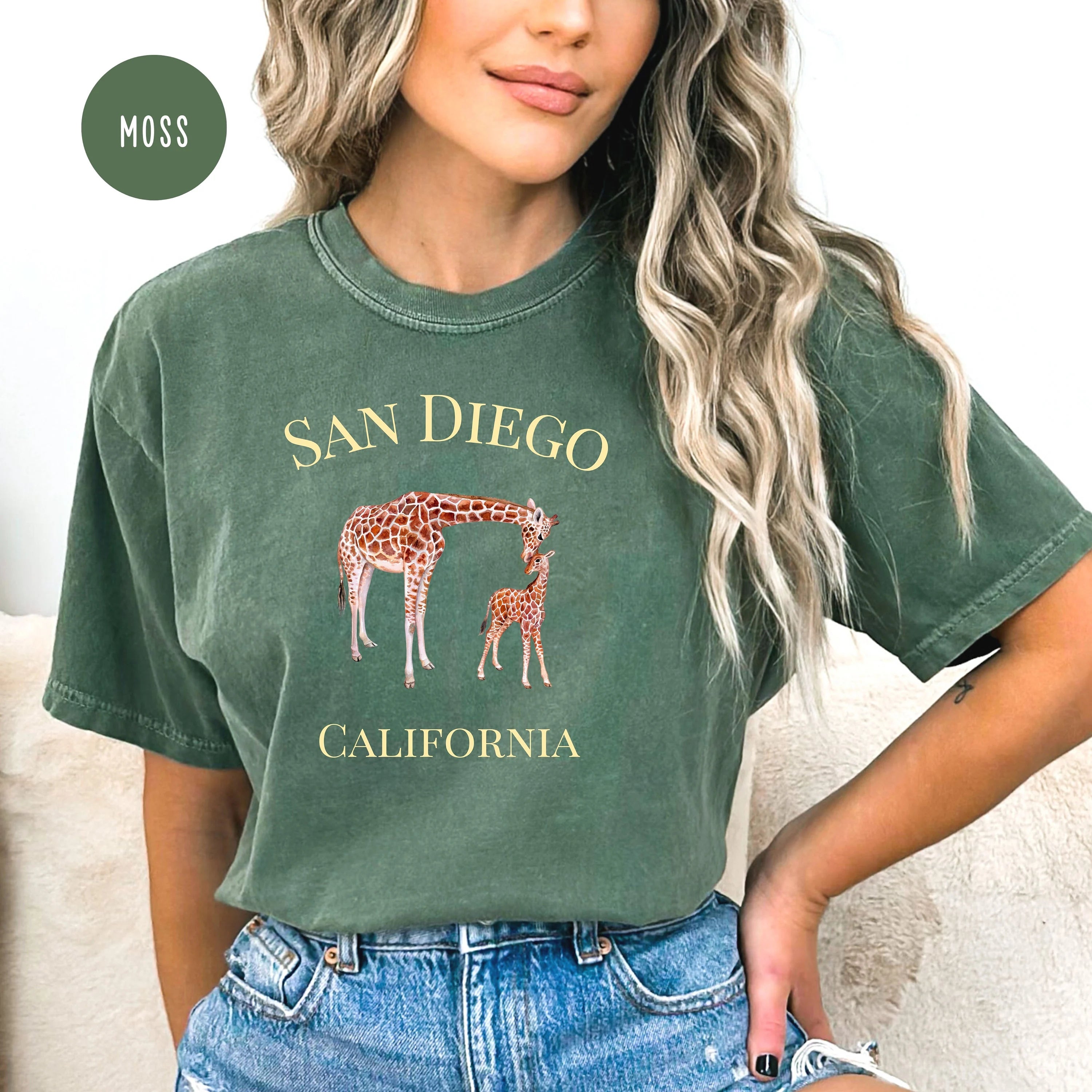 San Diego Mom & Baby Giraffe Comfort Colors® Tee