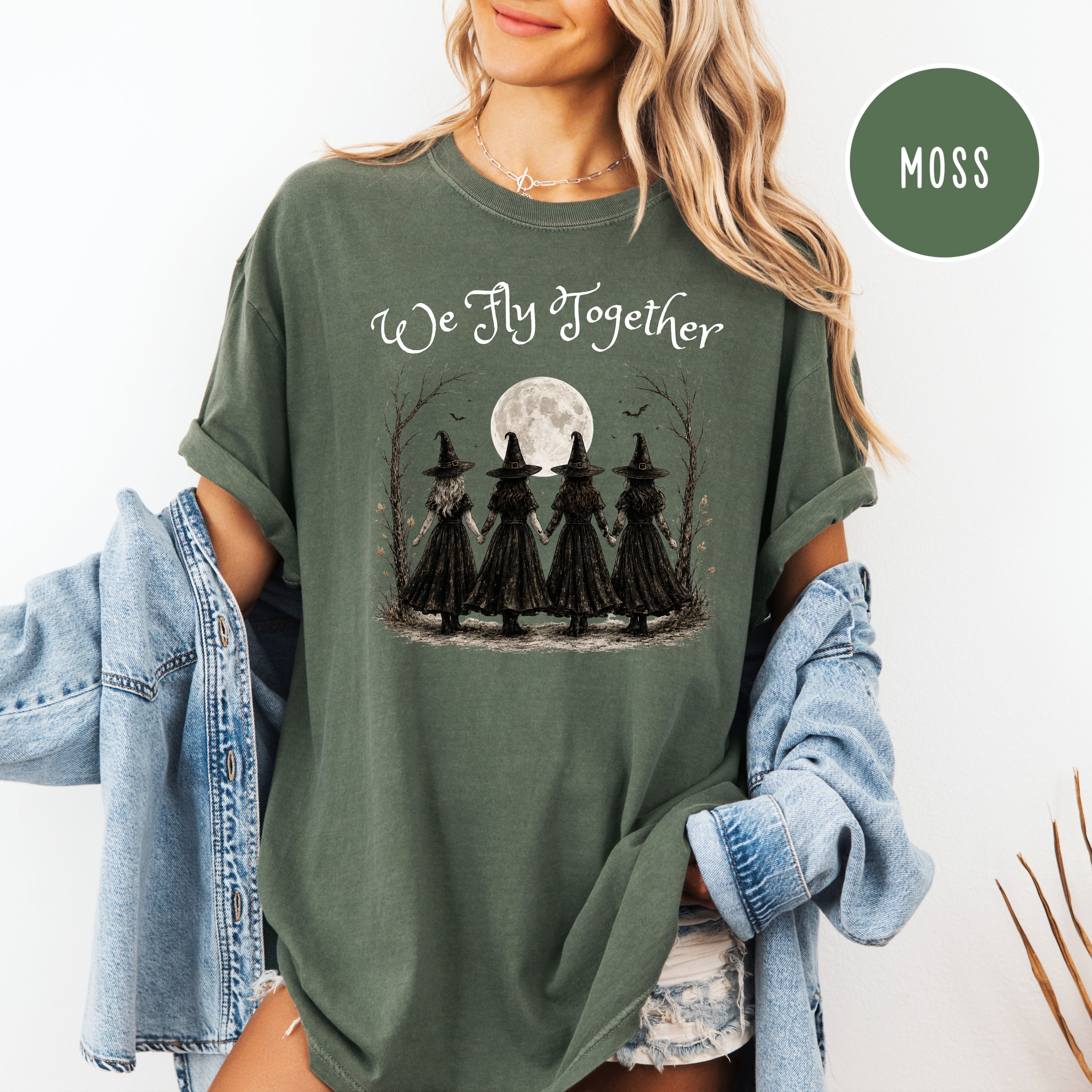 We Fly Together Halloween Witches Shirt, Comfort Colors Halloween T-Shirt, Funny Halloween Shirt, Halloween Party Shirt, Halloween Gift Tee