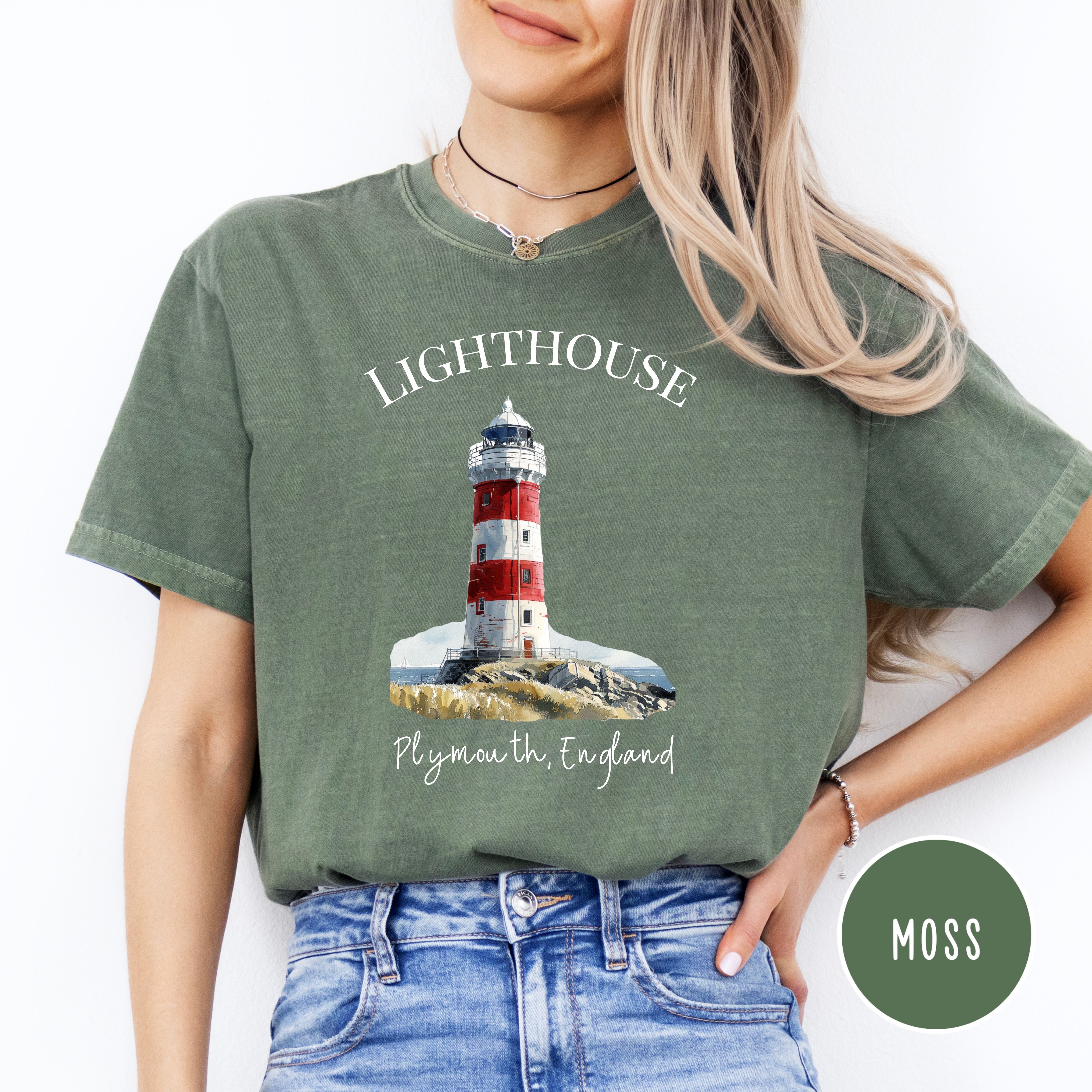 Plymouth England Lighthouse Comfort Colors® Tee