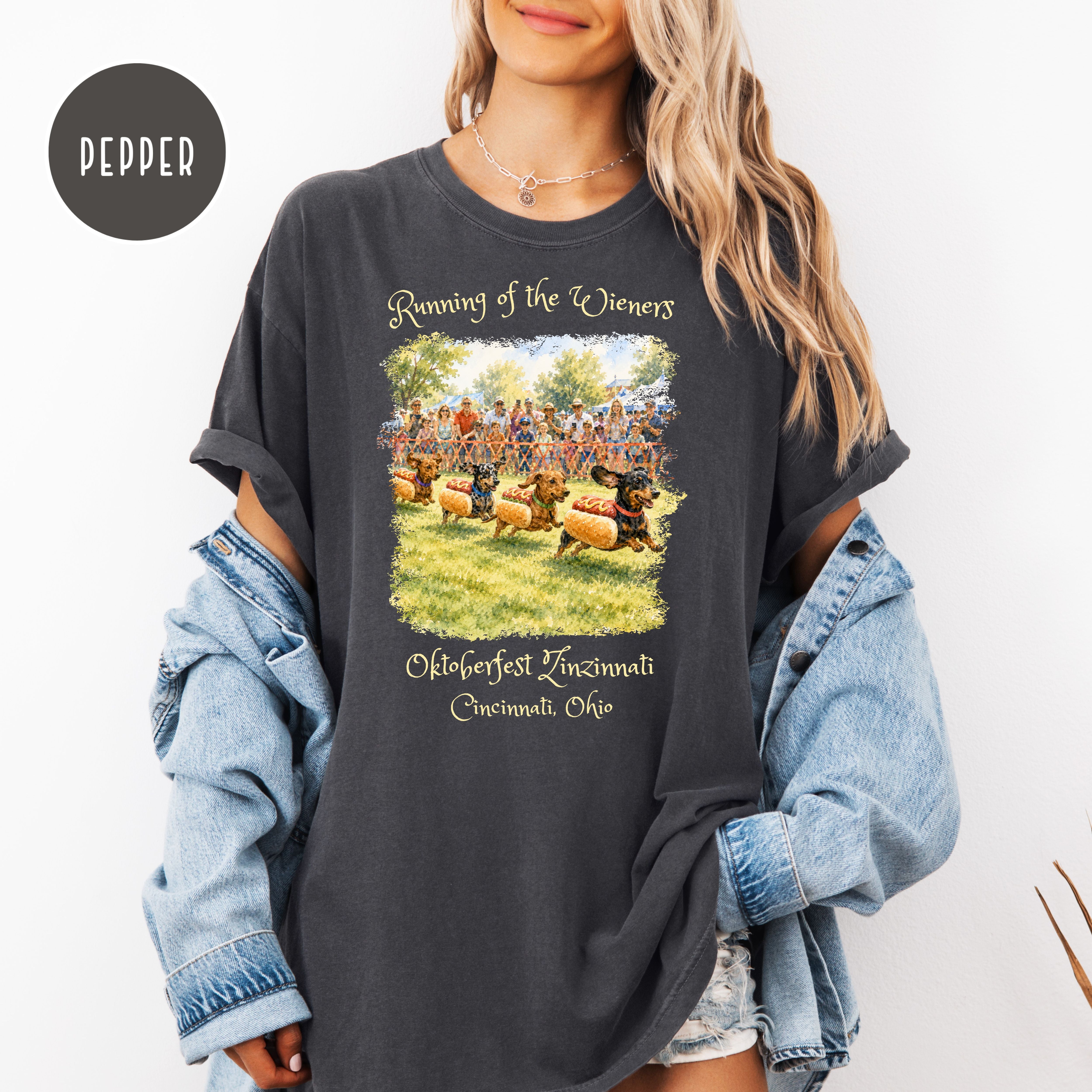 Running of the Wiener Dogs Cincinnati Unisex Comfort Colors Oktoberfest TShirt, Ohio Vacation Gift, Ohio Octoberfest, Oktoberfest Zinzinnati