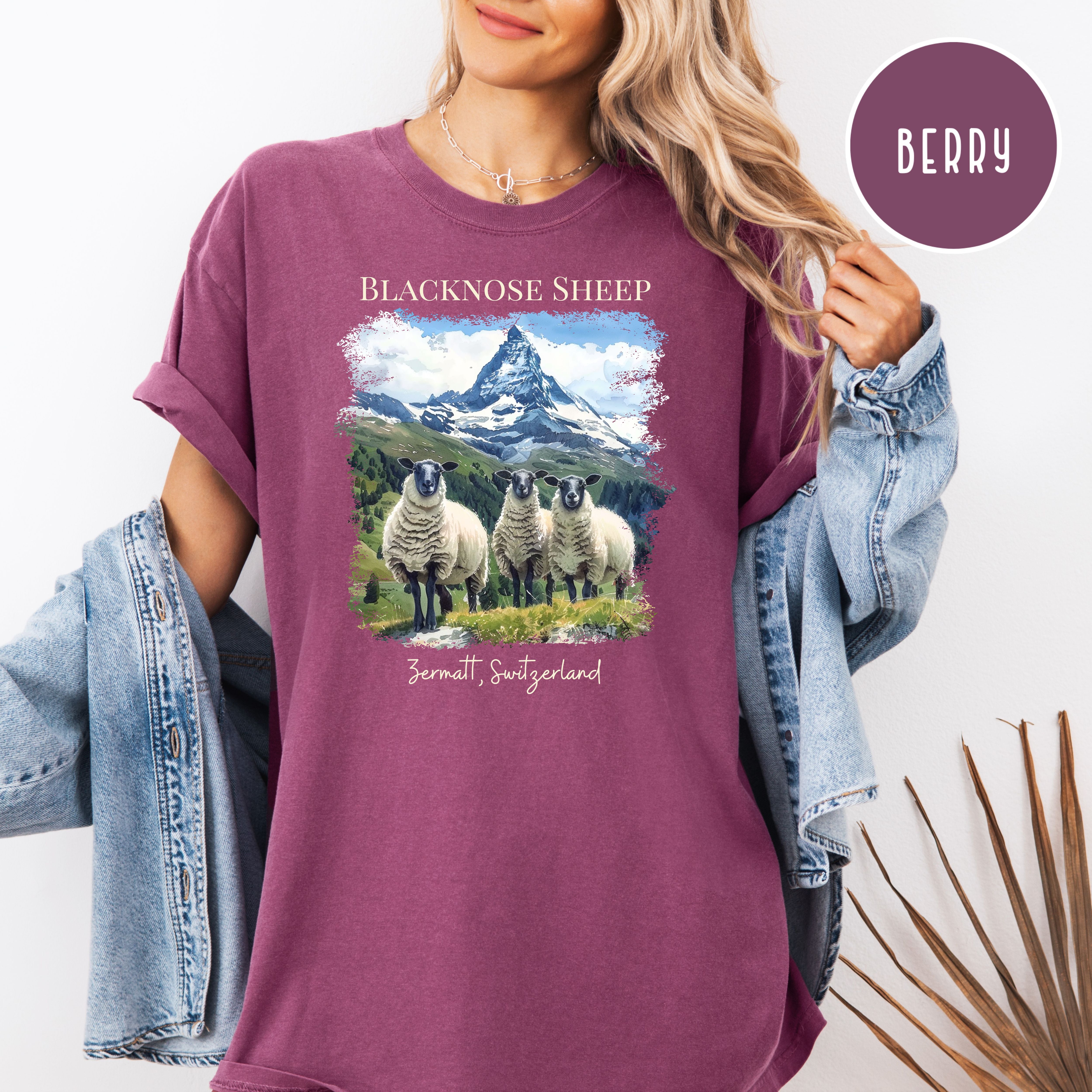 Blacknose Sheep in Zermatt Switzerland Comfort Colors Matterhorn Swiss Alps Vacation Gift Tee