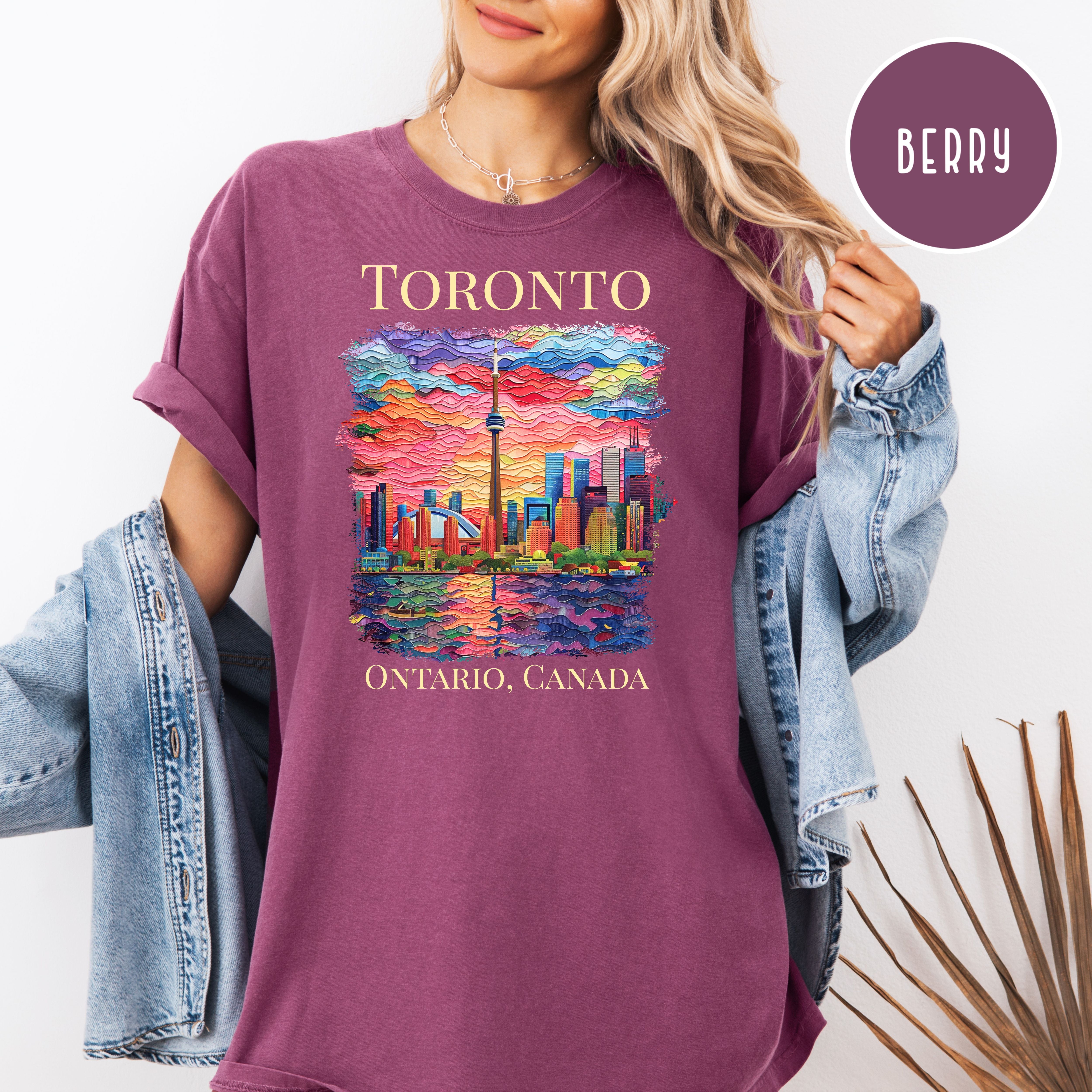 Toronto Ontario Canada Skyline Comfort Colors Gift Tee Shirt, Toronto Faux Texture Shirt