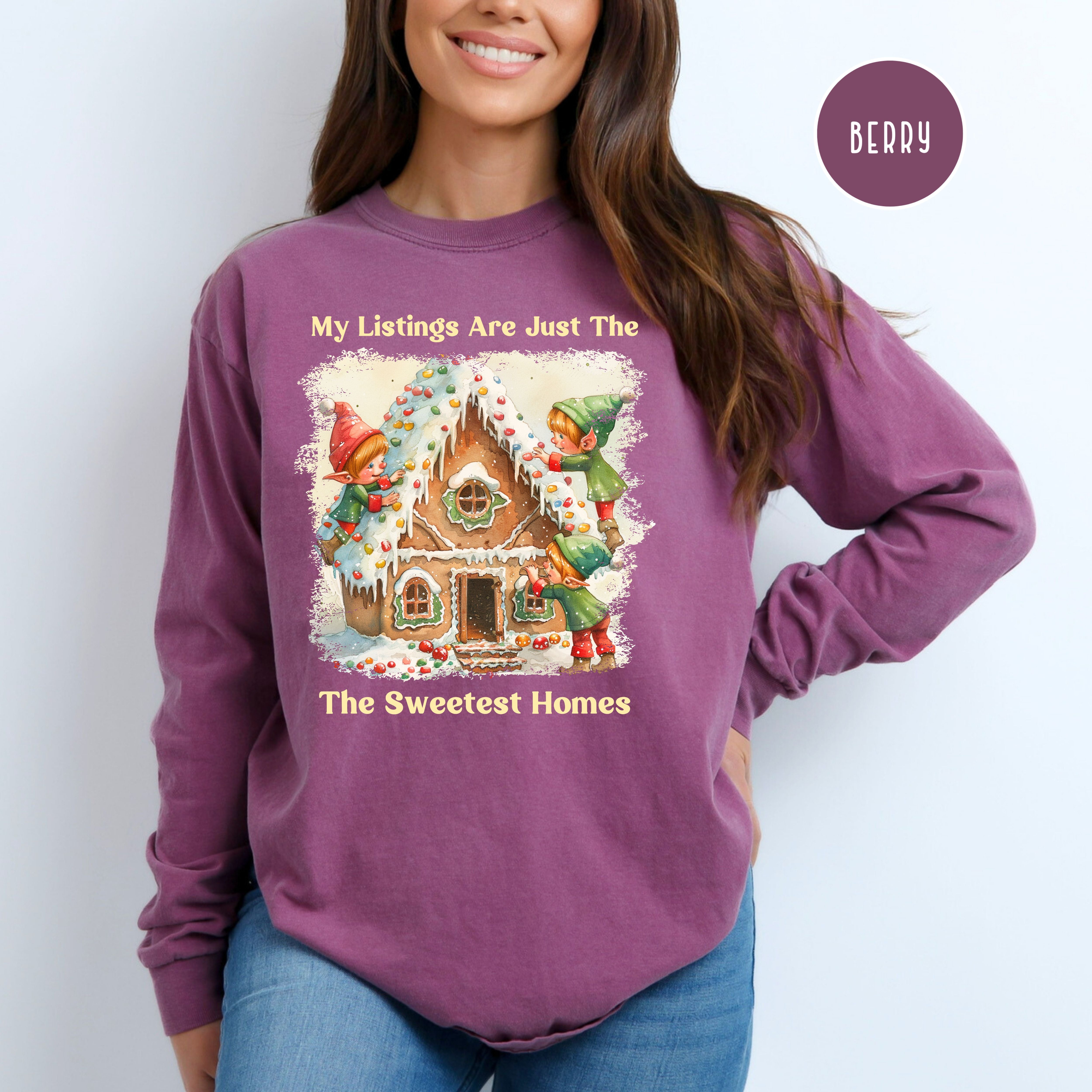 Funny Real Estate Agent Christmas Comfort Colors Unisex Long Sleeve Shirt