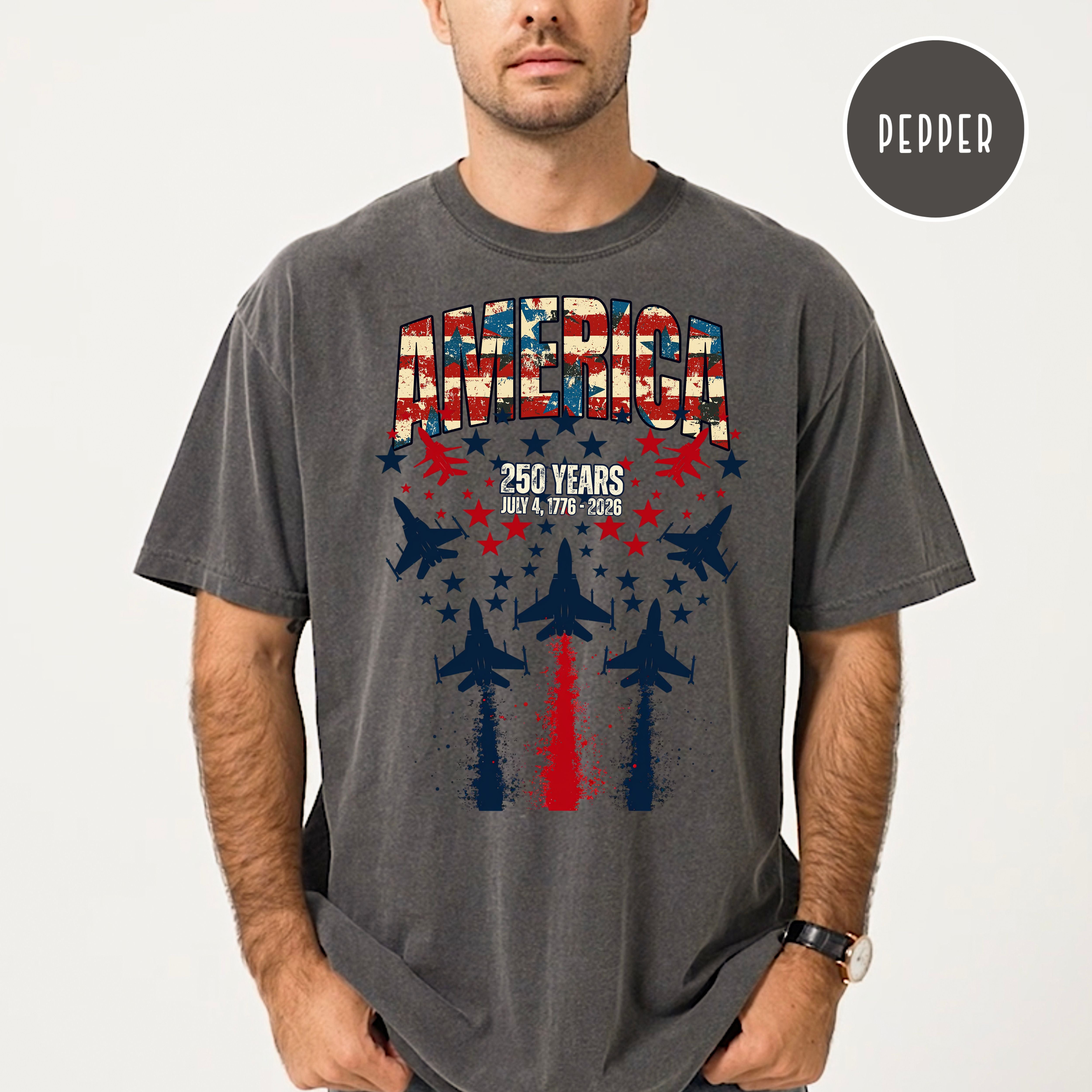 America Patriotic Unisex Comfort Colors 4th of July  250 Year Anniversary Gift Tee