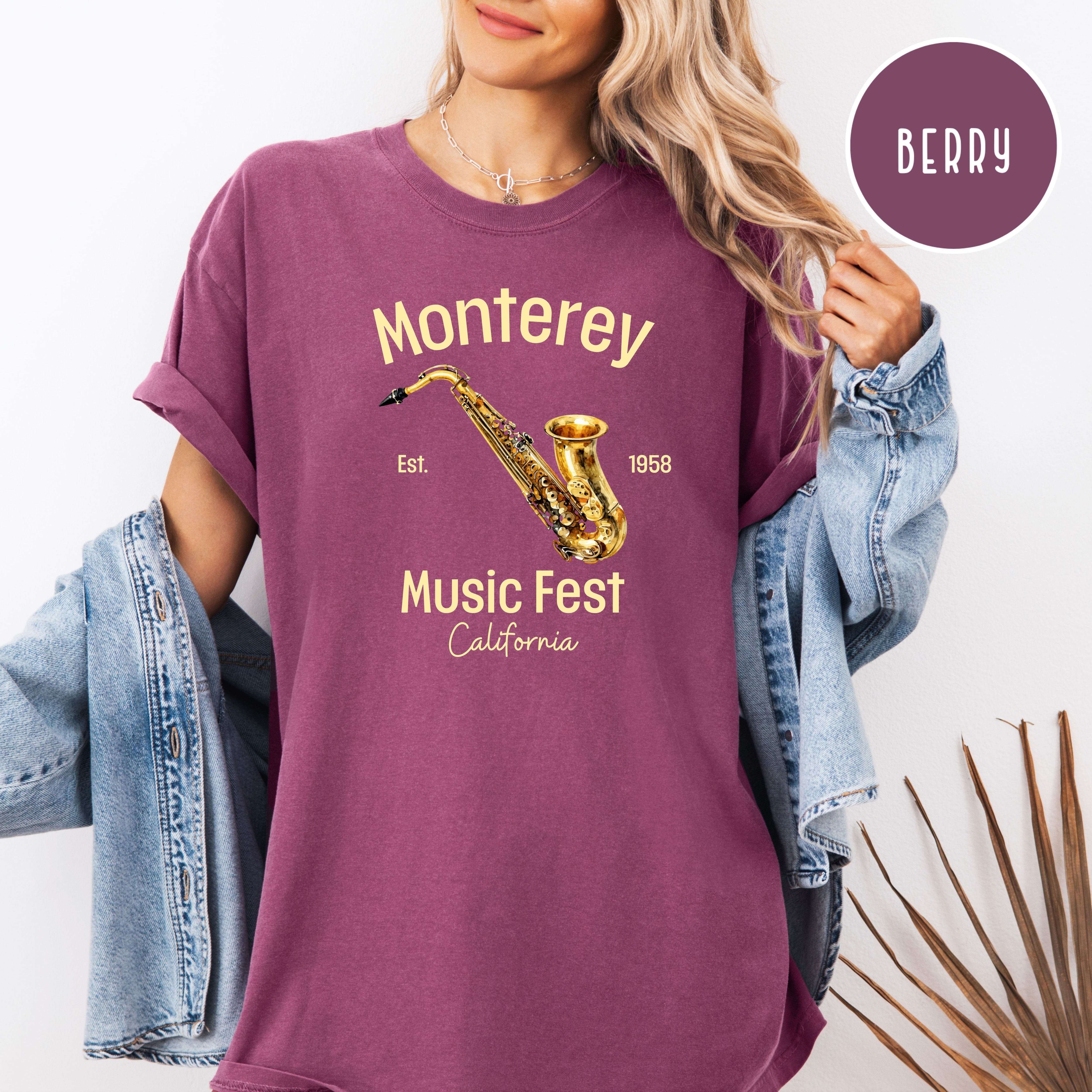 Monterey California Music Fest Unisex Comfort Colors T-Shirt, Saxophone Player Shirt, Music Lover Gift, Monterey Vacation Gift Shirt