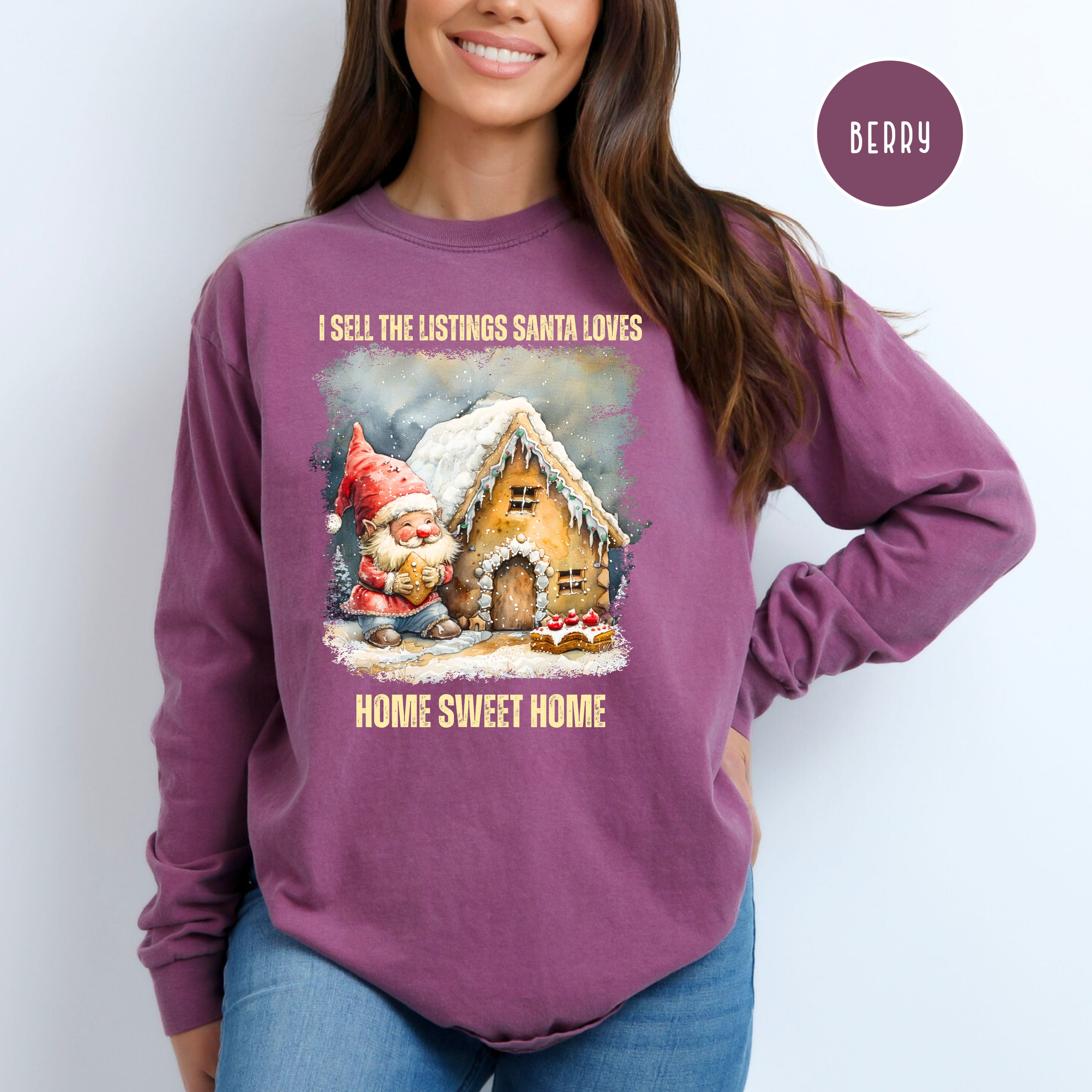 Real Estate Agent Christmas Comfort Colors Unisex Long Sleeve Tee