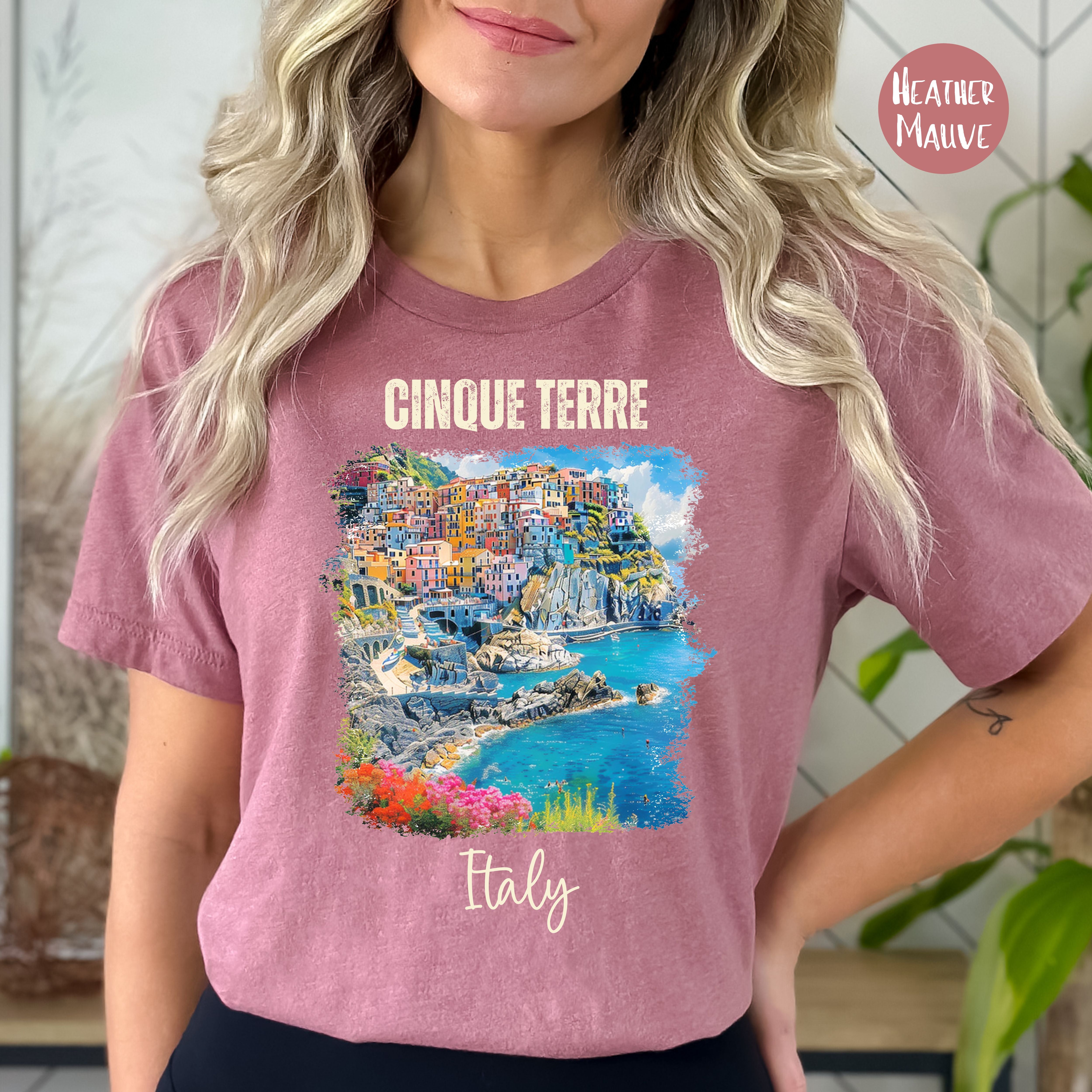 Cinque Terre Italian Beach Town Shirt, Italy Lover Bella Canvas Tee