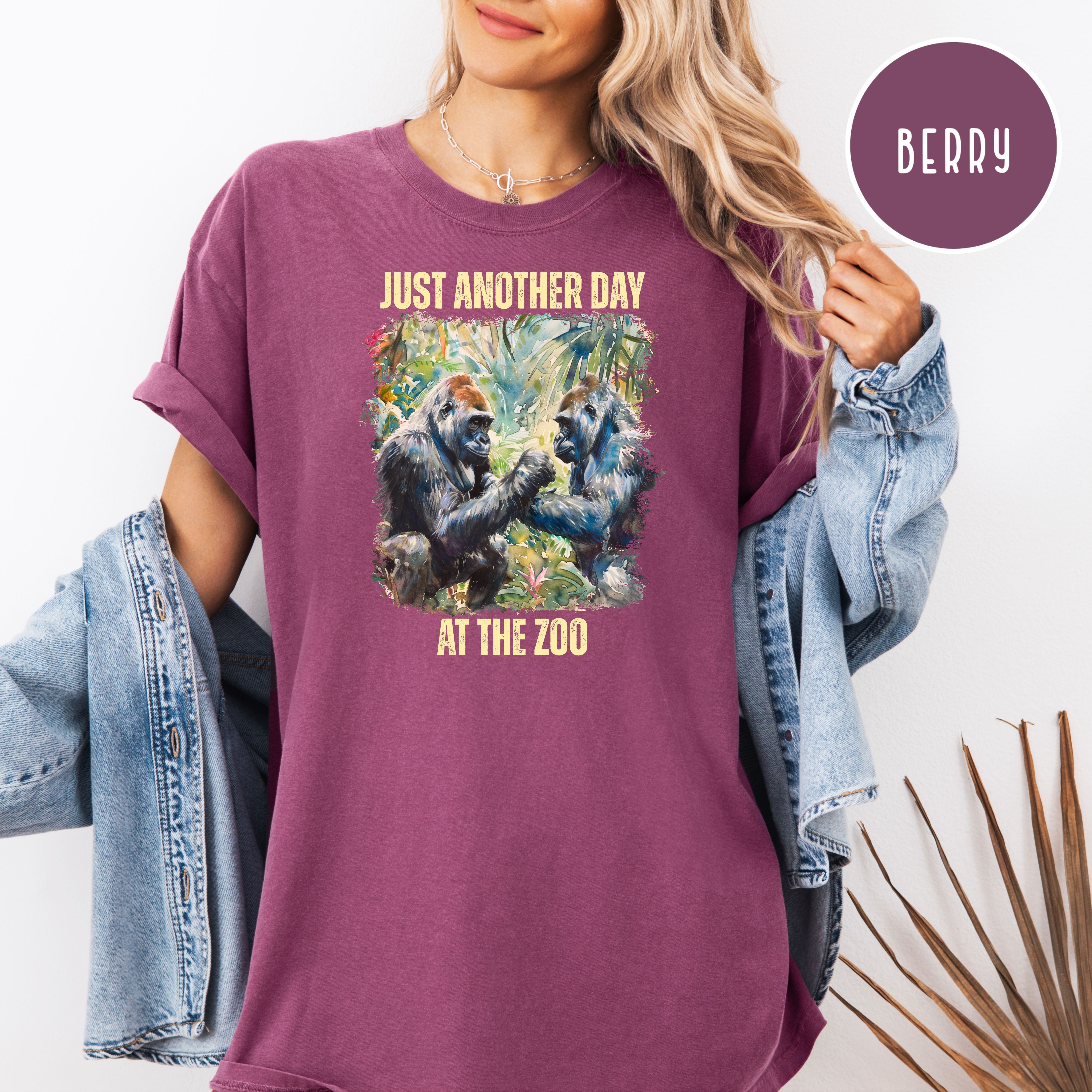 Just Another Day At The Zoo Unisex Comfort Colors T-Shirt, Funny Gorilla Shirt, Gorilla Lover Tee Shirt, Animal Lover Gift
