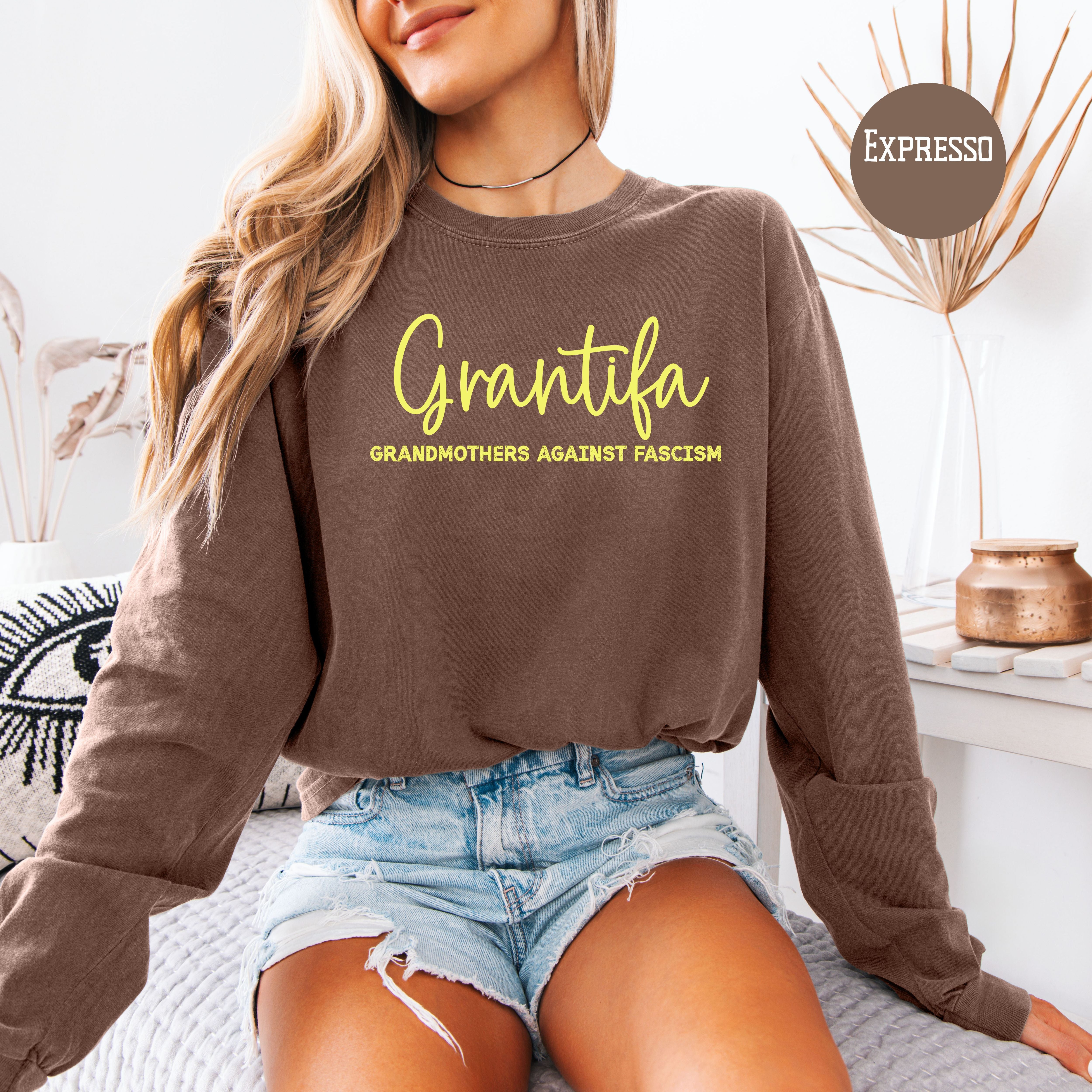 Grantifa Grandmothers Against Fascism Long Sleeve Comfort Colors Tee