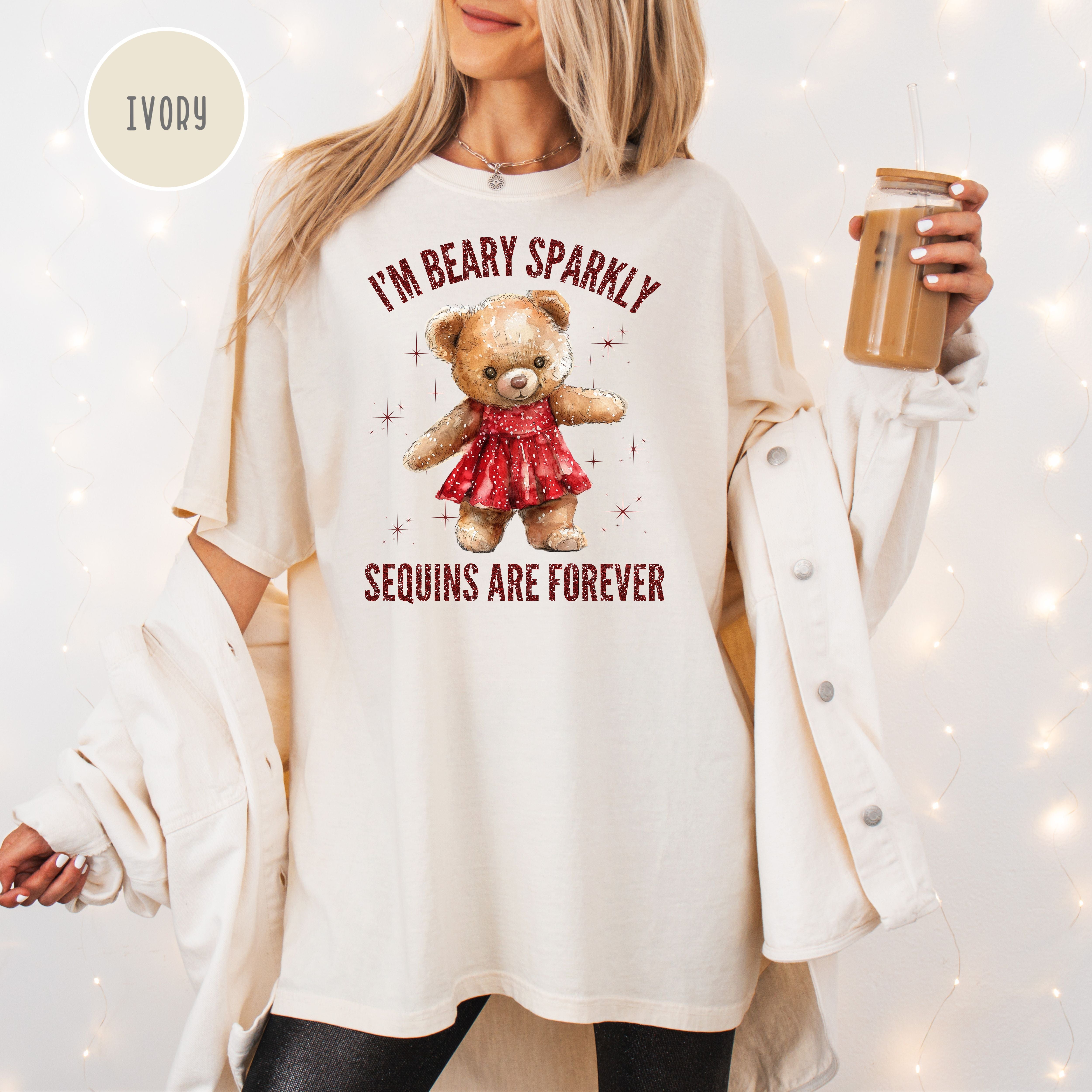 Beary Sparkly Swiftie Showgirl Comfort Colors Tee, Teddy Bear Lover Swiftie Fans Shirt